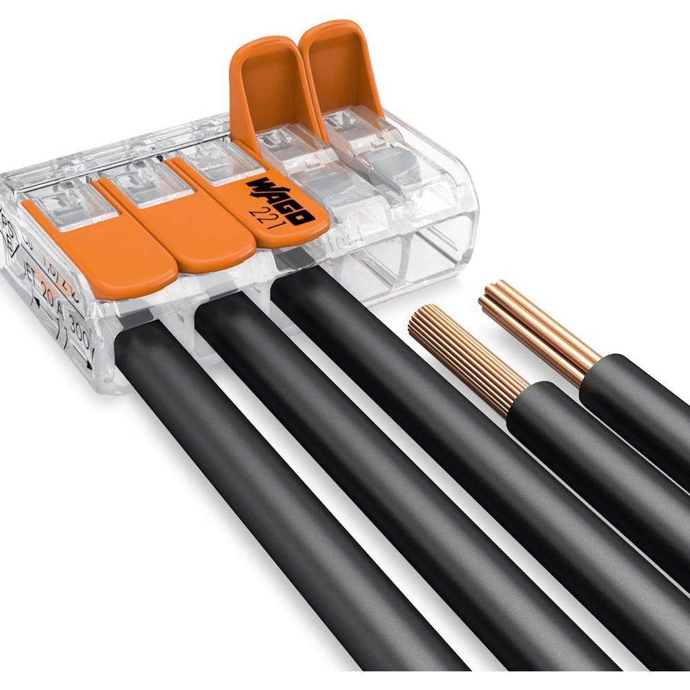 Conectores Wago 221-415 de 5 Conductores con Palanca 25 Piezas