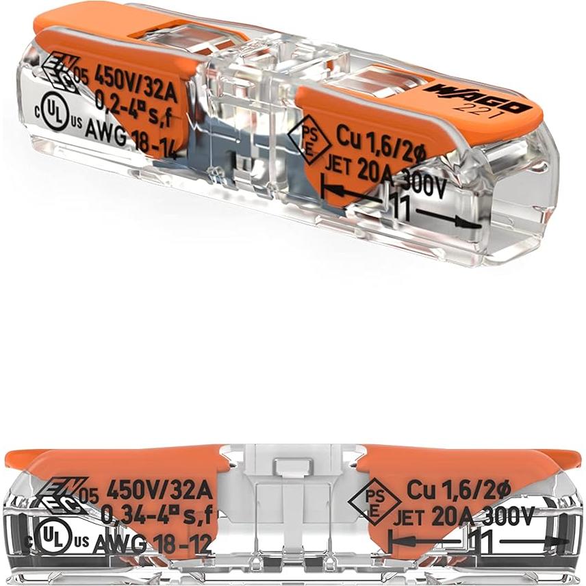 Conector de empalme WAGO Lever-Nuts 2 conductores 20-12 AWG