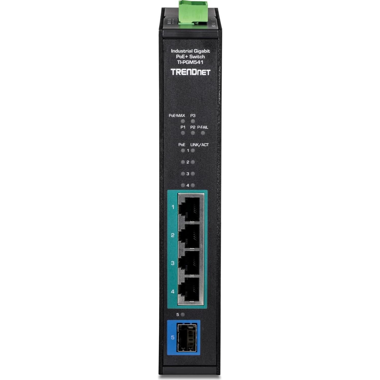 Interruptor Industrial Gigabit PoE+ TRENDnet TI-PGM541 5 Puertos