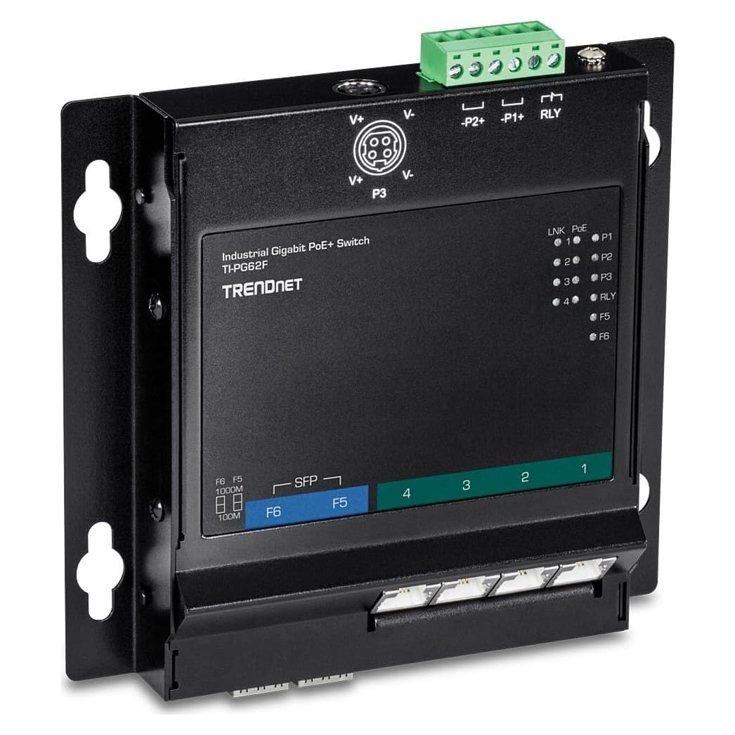 Interruptor Gigabit PoE+ TRENDnet TI-PG62F 6 Puertos IP30