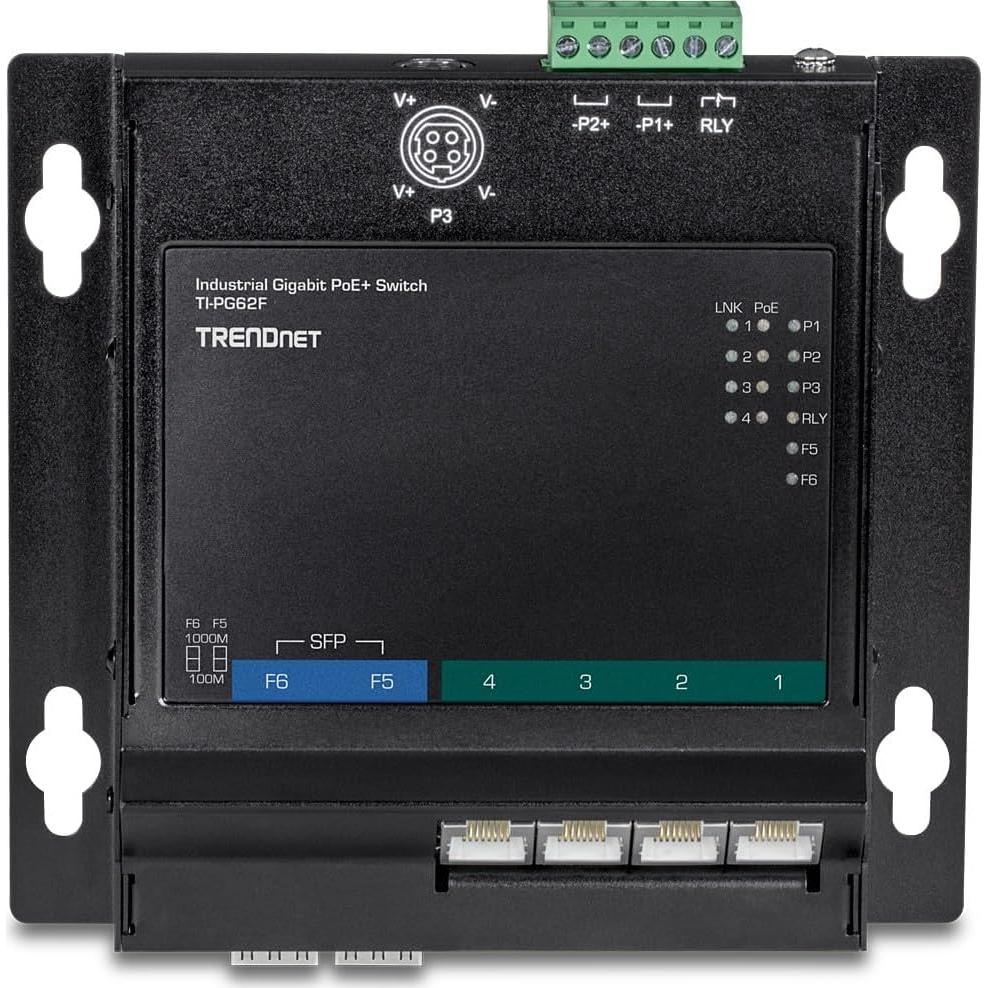 Interruptor Gigabit PoE+ TRENDnet TI-PG62F 6 Puertos IP30