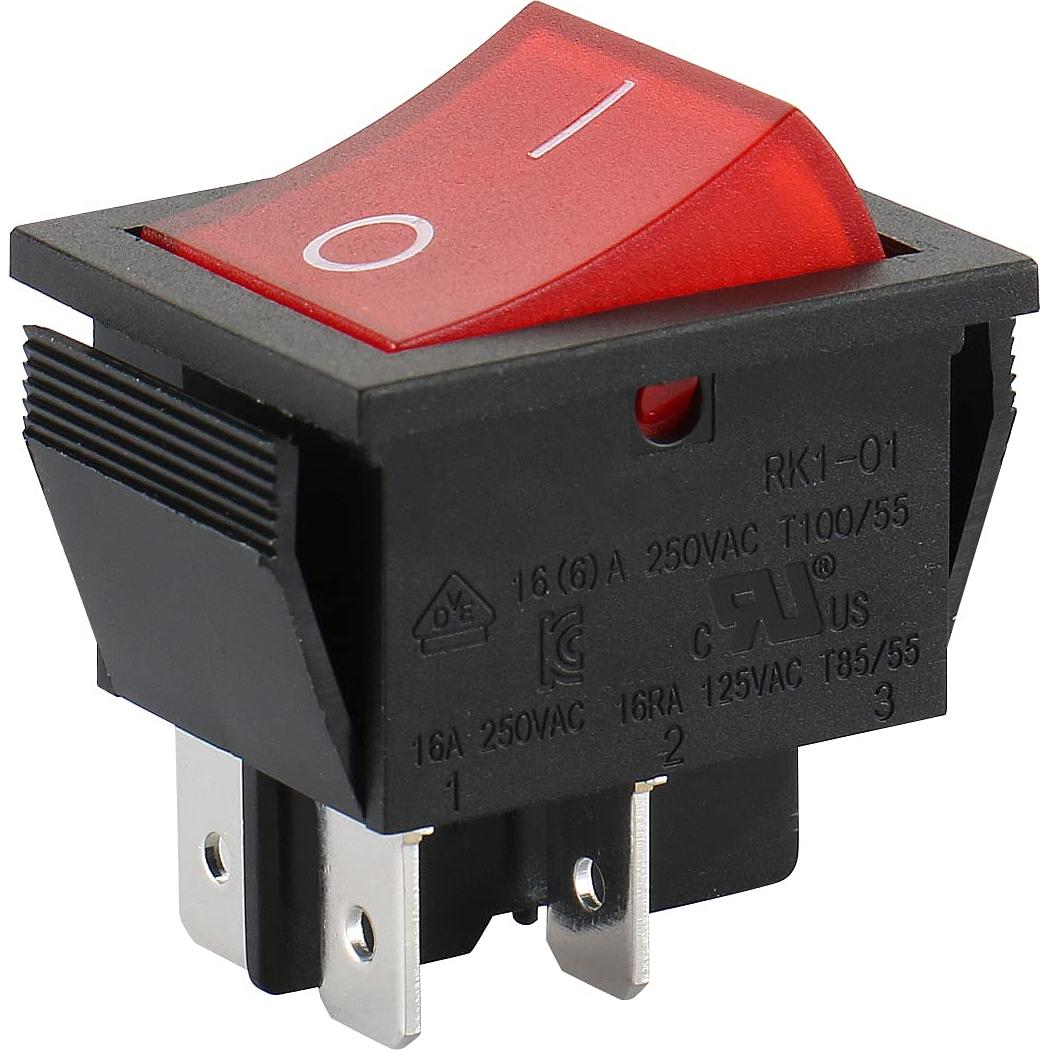 Interruptor DPST ON/OFF Baomain 4 Pines Luz Roja 16A 250V Paquete de 2