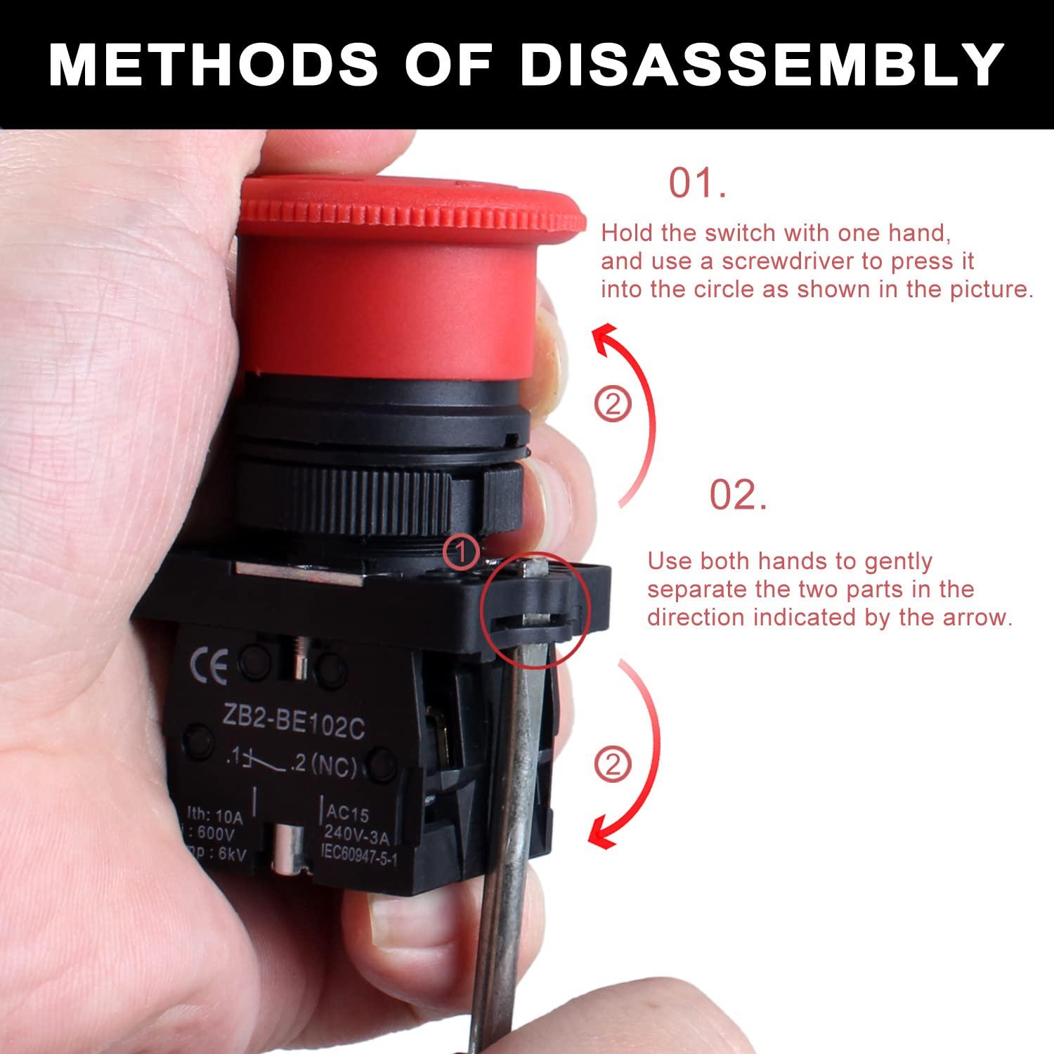 Interruptor de Botón de Parada de Emergencia DMWD HB2 2NC 22mm