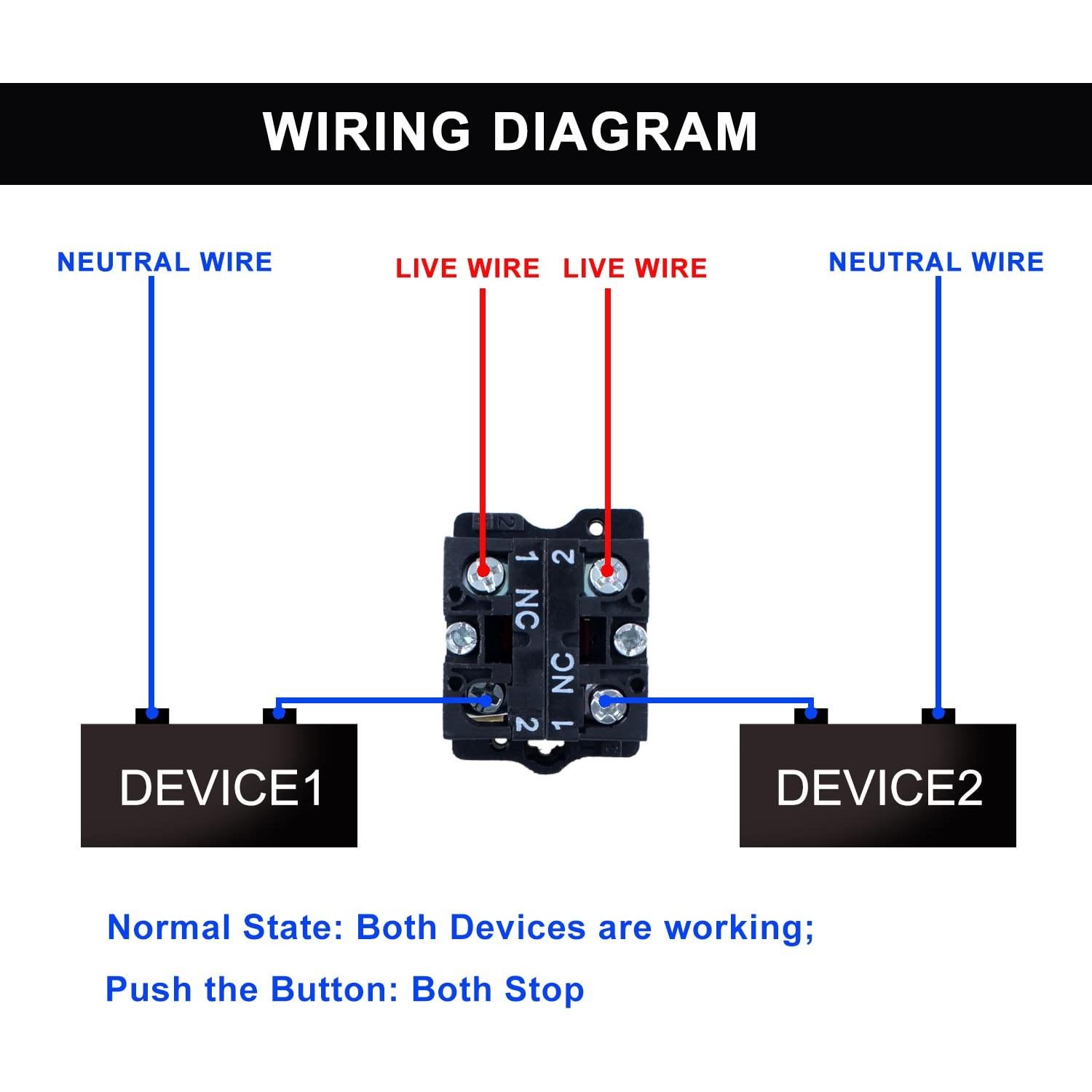Interruptor de Botón de Parada de Emergencia DMWD HB2 2NC 22mm