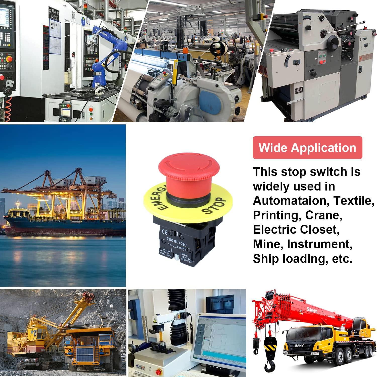 Interruptor de Botón de Parada de Emergencia DMWD HB2 2NC 22mm