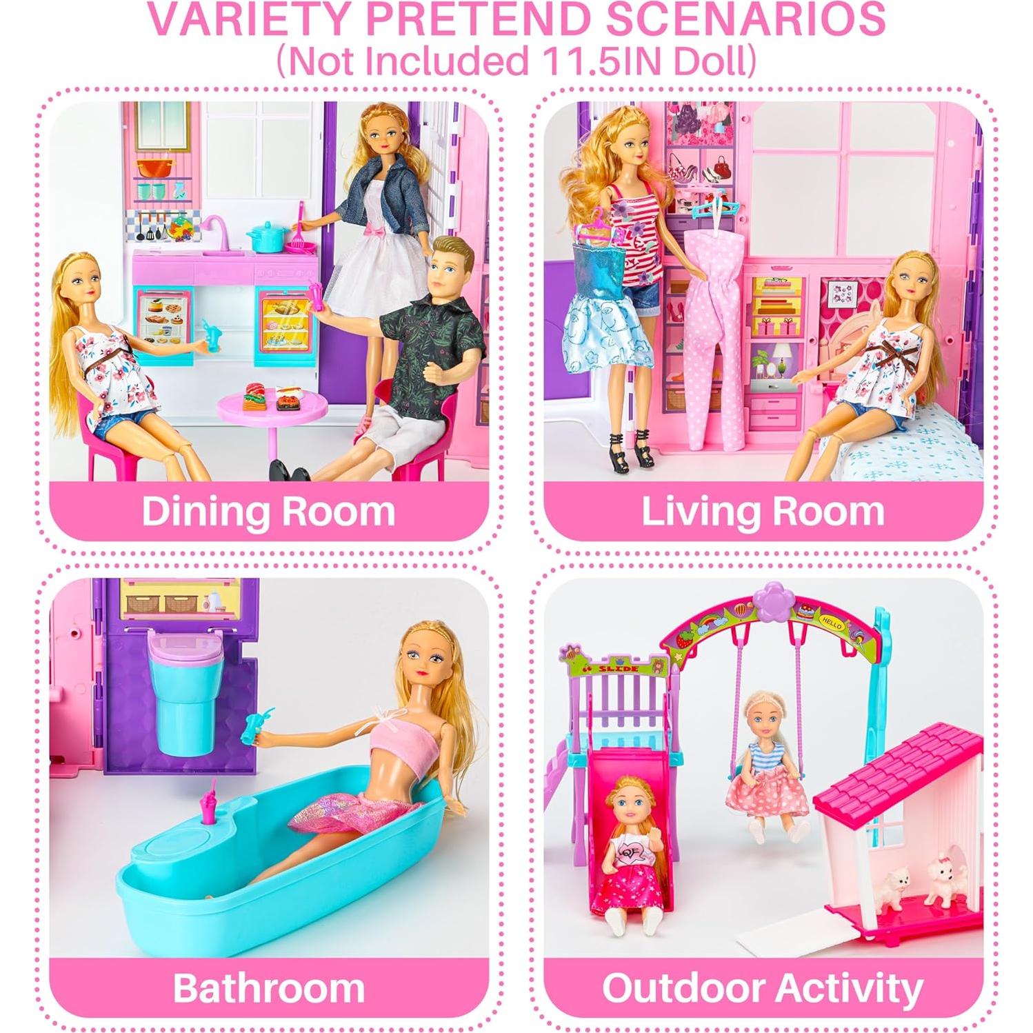 Casa de Muñecas Plegable Style Shine con 60+ Accesorios