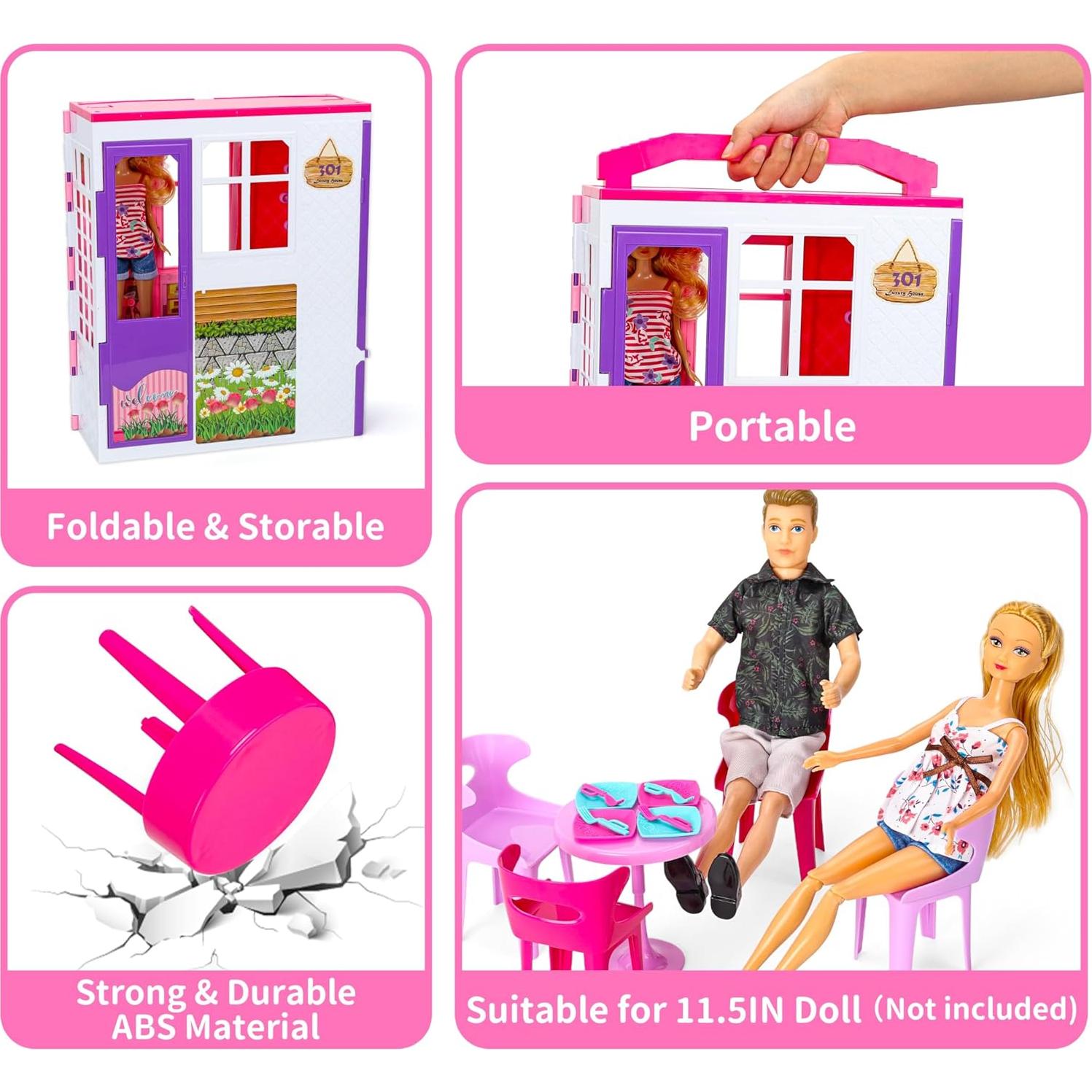 Casa de Muñecas Plegable Style Shine con 60+ Accesorios