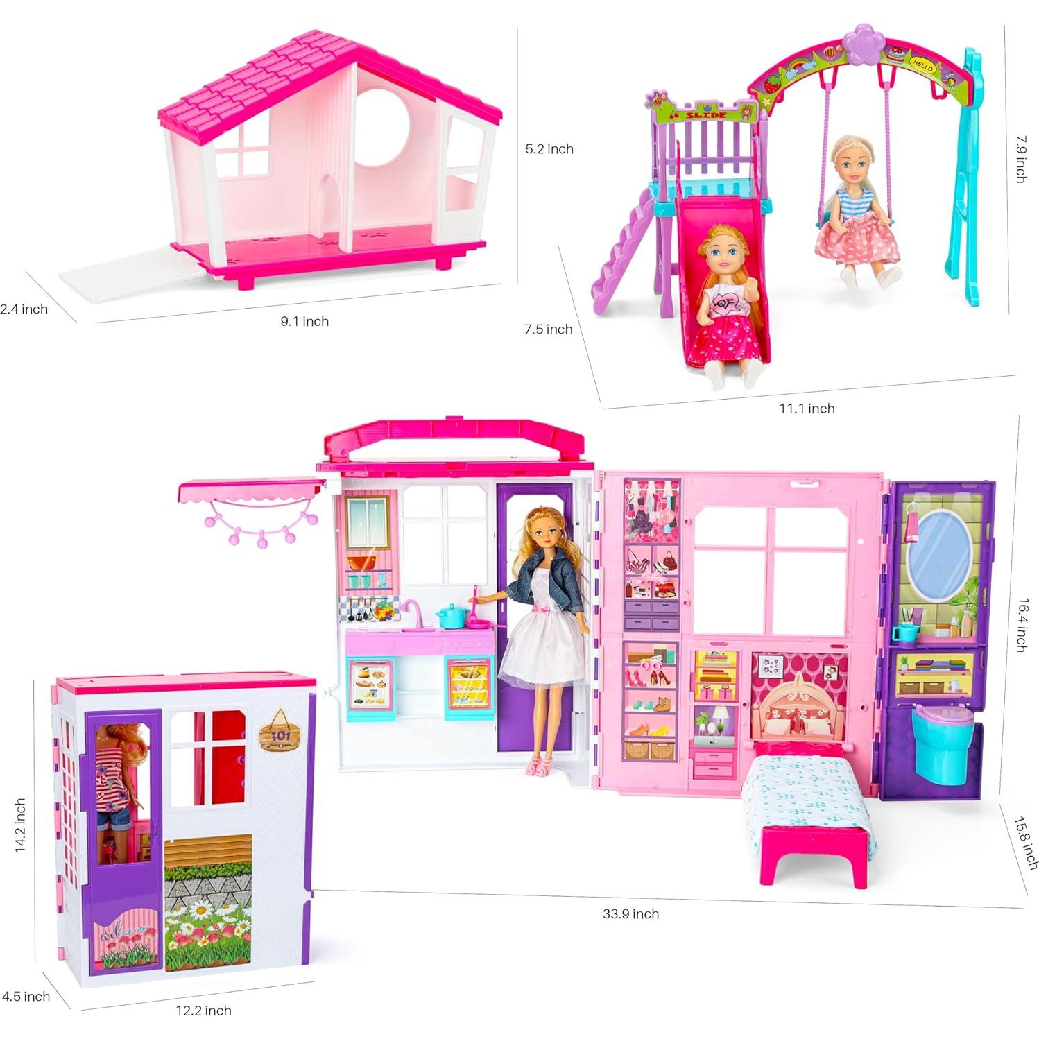 Casa de Muñecas Plegable Style Shine con 60+ Accesorios