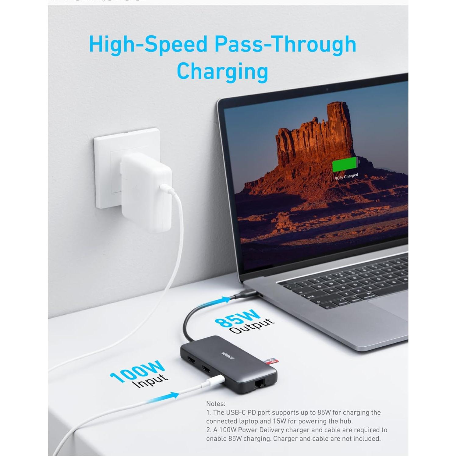 Hub USB-C Anker 8-en-1 Doble Monitor 4K y Ethernet