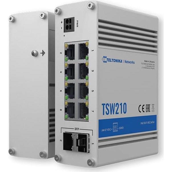Interruptor Industrial Teltonika TSW210, 8 Puertos Ethernet, 2 SFP