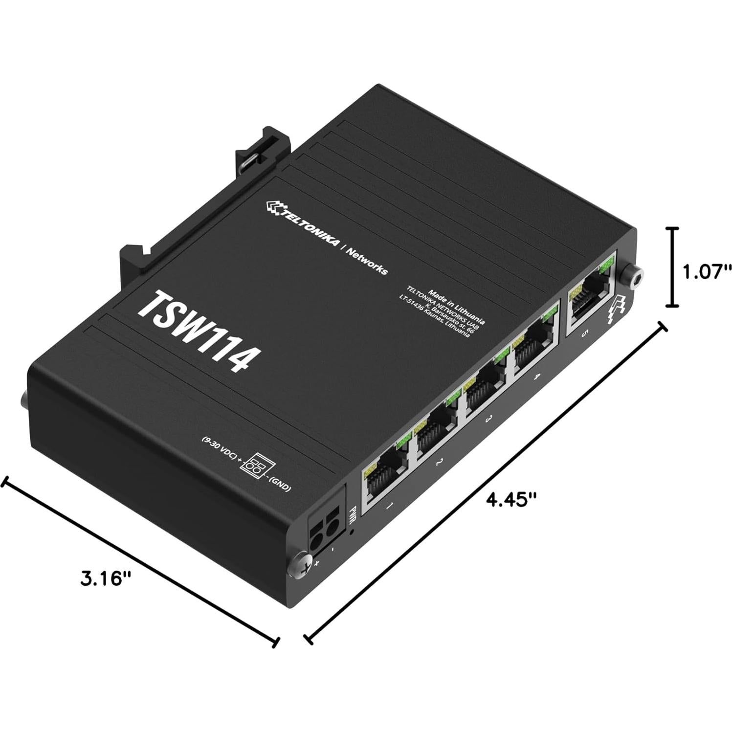 Interruptor de Riel DIN Teltonika TSW114 - 5 Puertos Ethernet