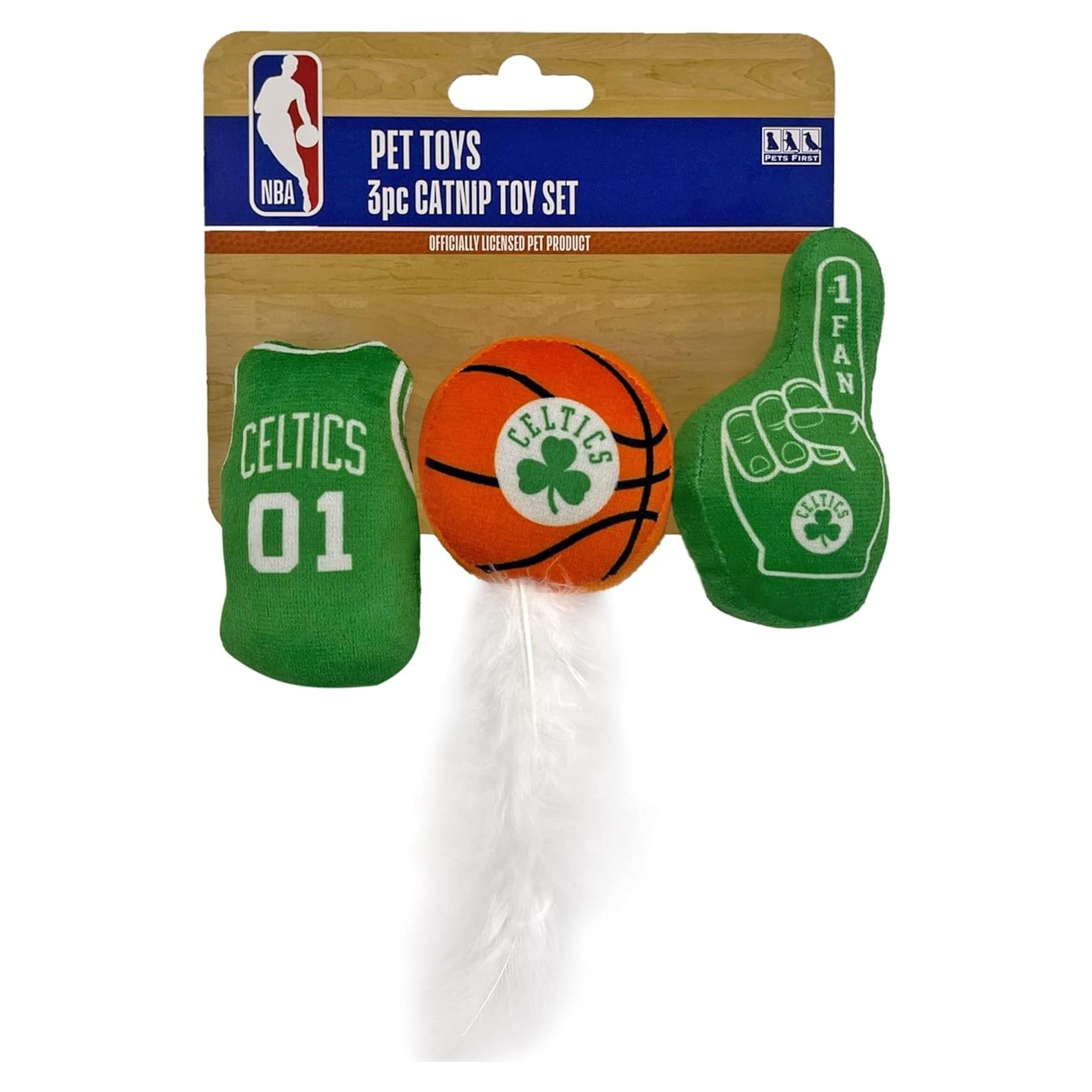 Conjunto de 3 Juguetes para Gatos Pets First NBA Boston Celtics
