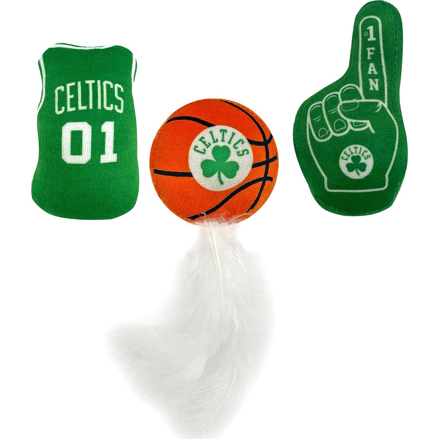 Conjunto de 3 Juguetes para Gatos Pets First NBA Boston Celtics