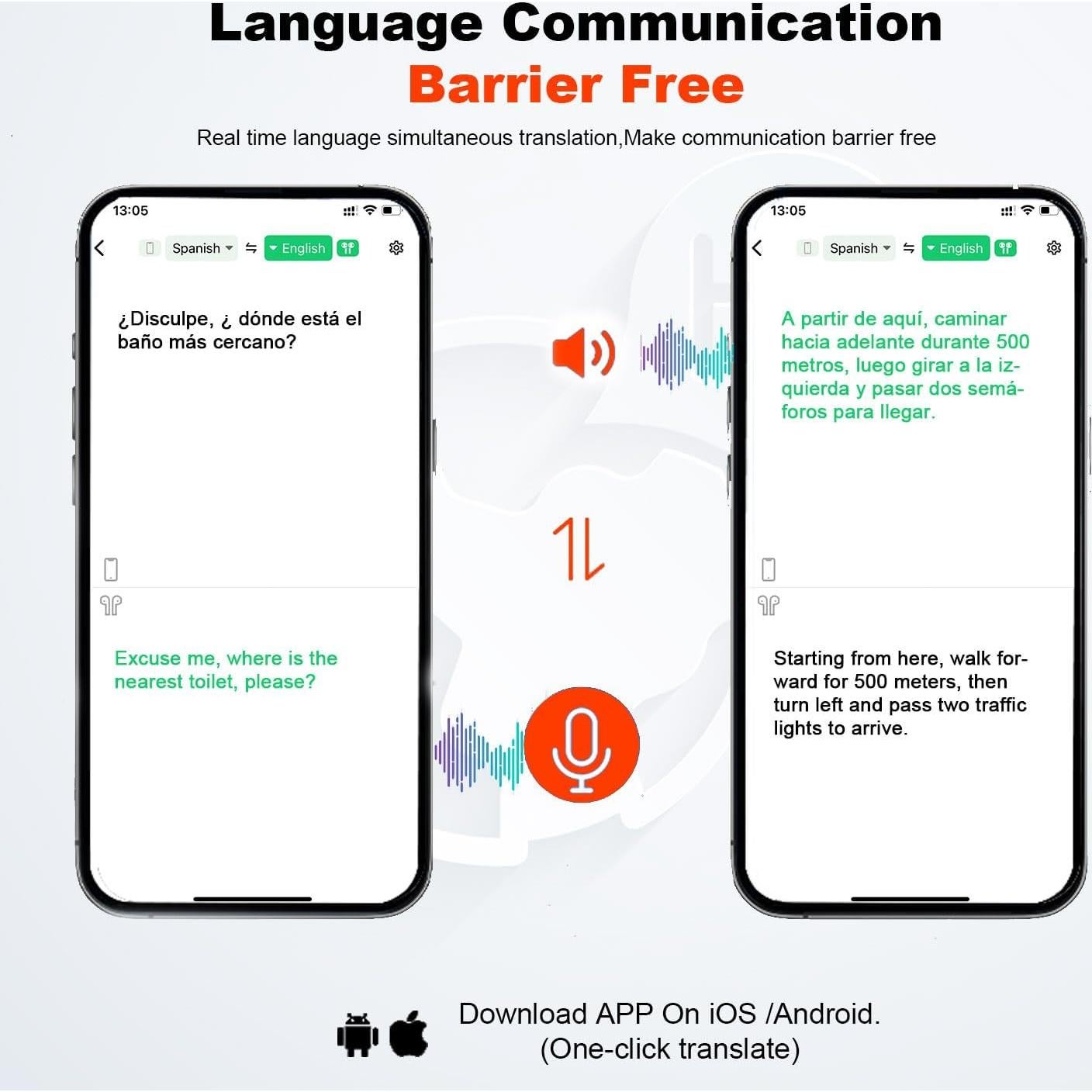 Auriculares Traductores Bapick AI 144 Idiomas Bluetooth Negro