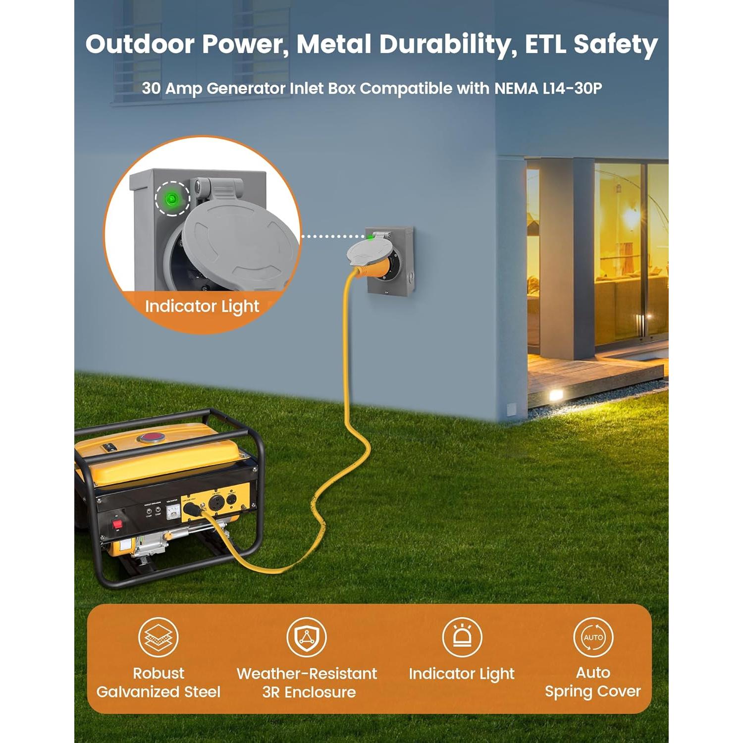 Caja de Entrada de Energía SURAIELEC 30A NEMA L14-30P 7500W