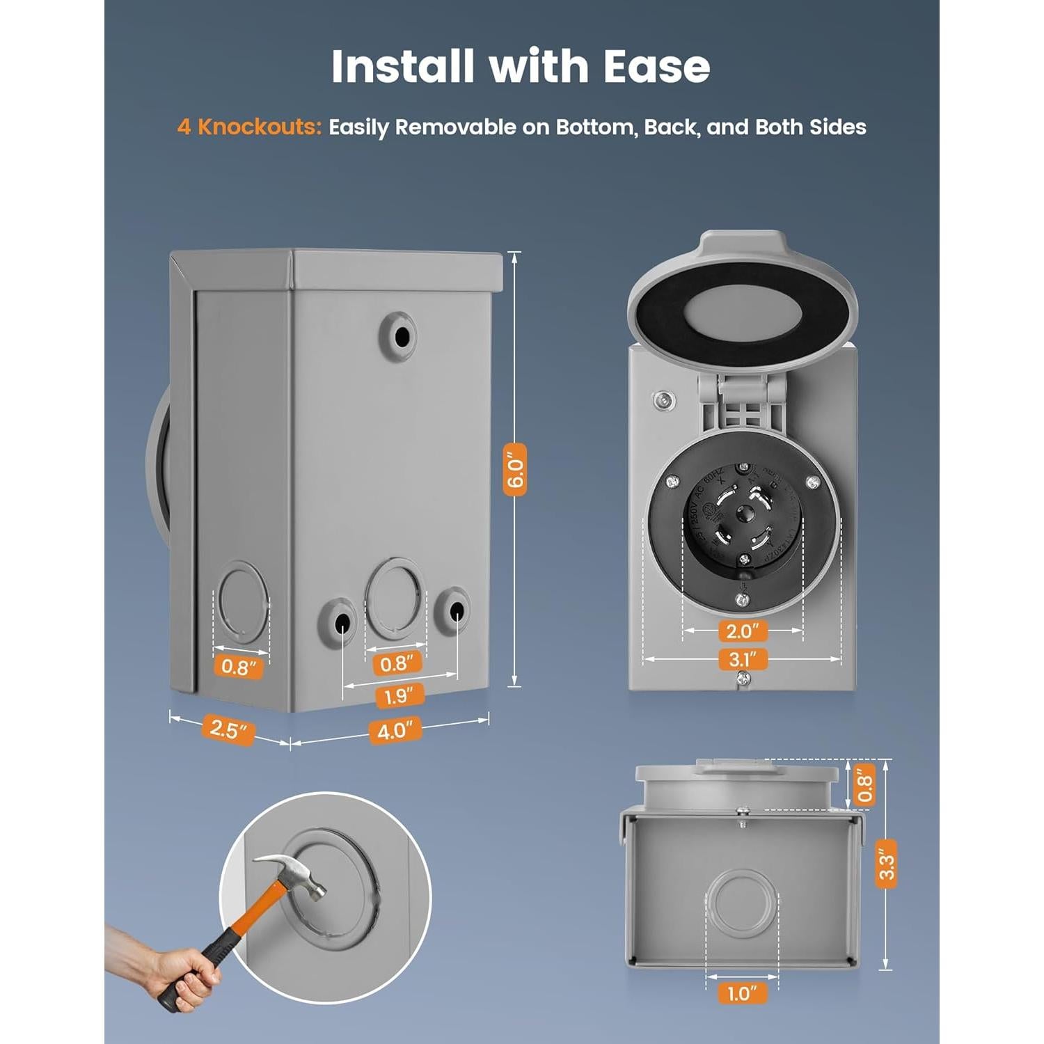 Caja de Entrada de Energía SURAIELEC 30A NEMA L14-30P 7500W