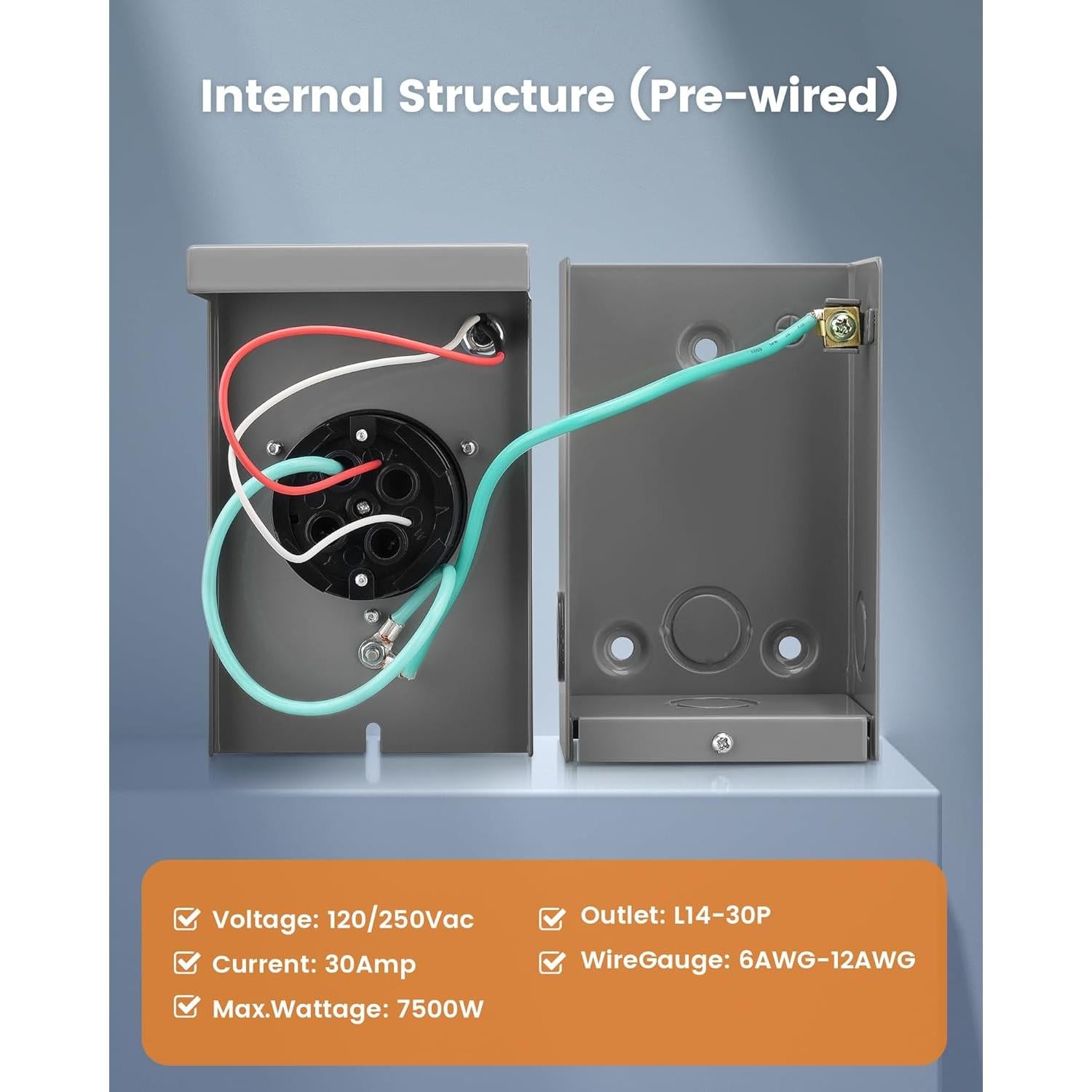 Caja de Entrada de Energía SURAIELEC 30A NEMA L14-30P 7500W