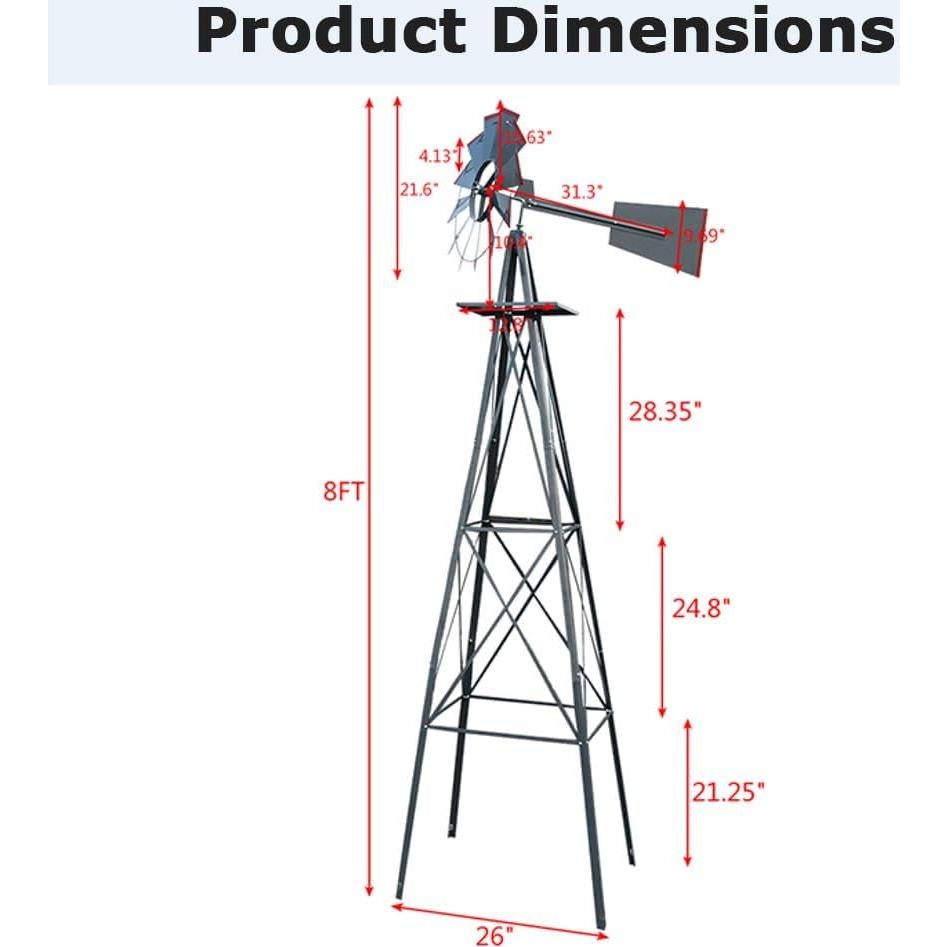 Molino de Viento EPOFIT 55.88 cm Gris para Jardín Resistente