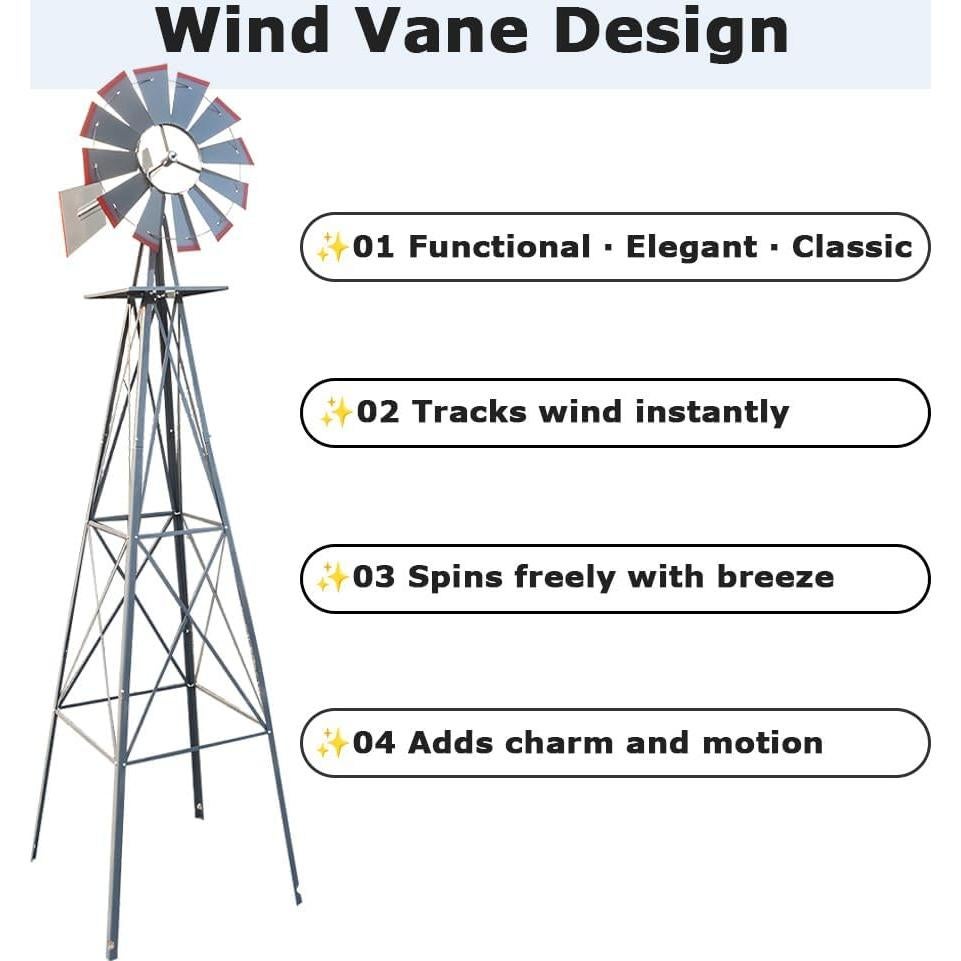 Molino de Viento EPOFIT 55.88 cm Gris para Jardín Resistente
