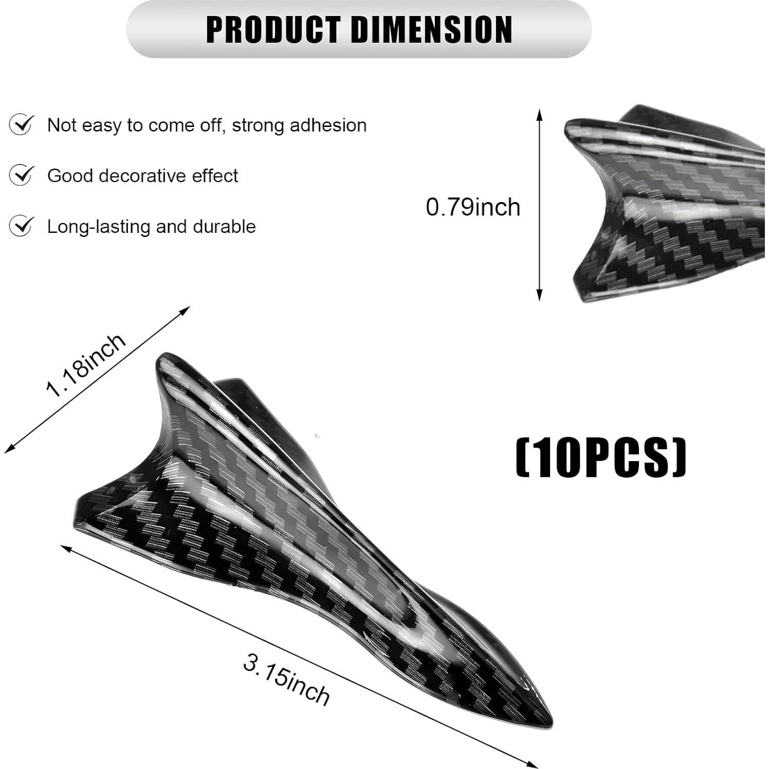 10 PCS Difusores de Aleta de Tiburón YTFRL para Auto - Fibra de Carbono