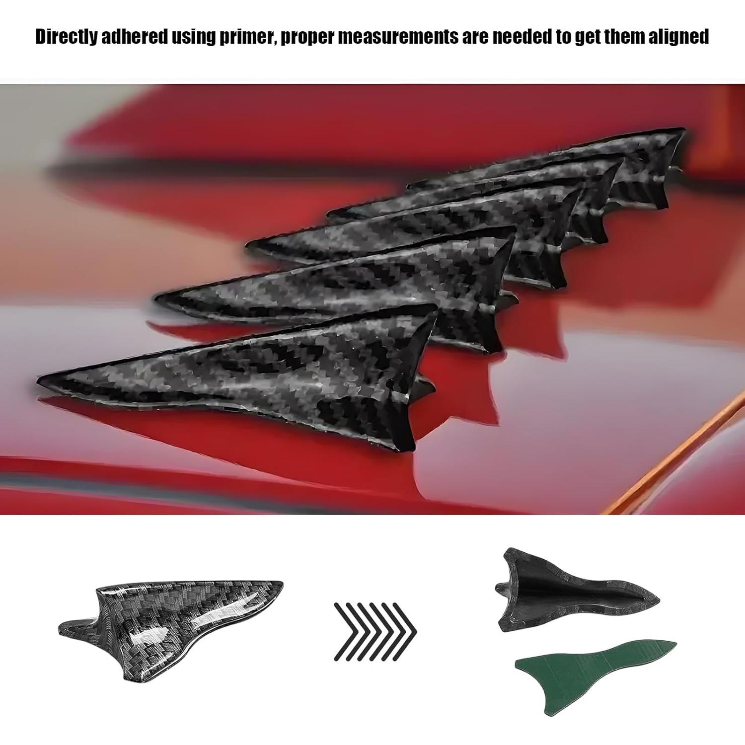 10 PCS Difusores de Aleta de Tiburón YTFRL para Auto - Fibra de Carbono