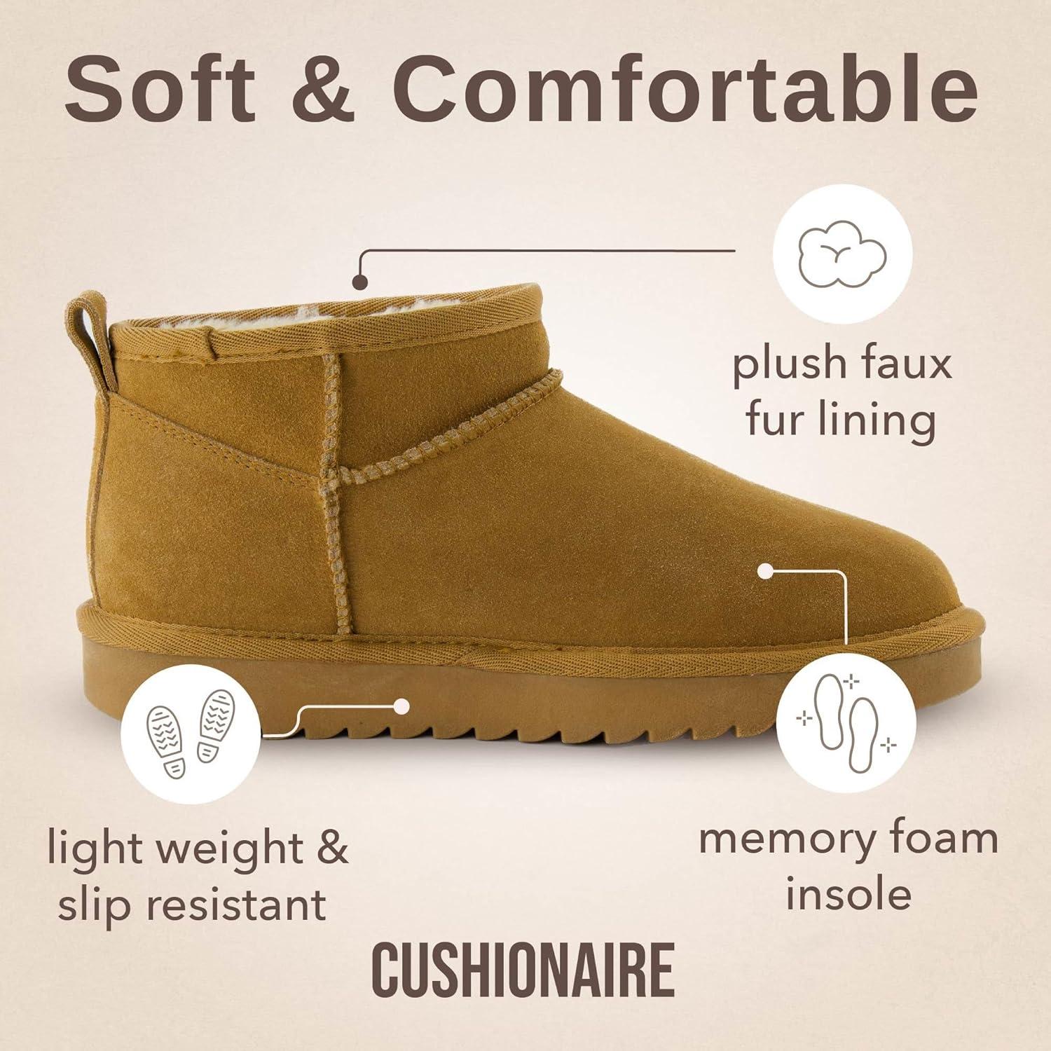 Botas de Nieve CUSHIONAIRE Hip 2 Mujer Ante Castaño