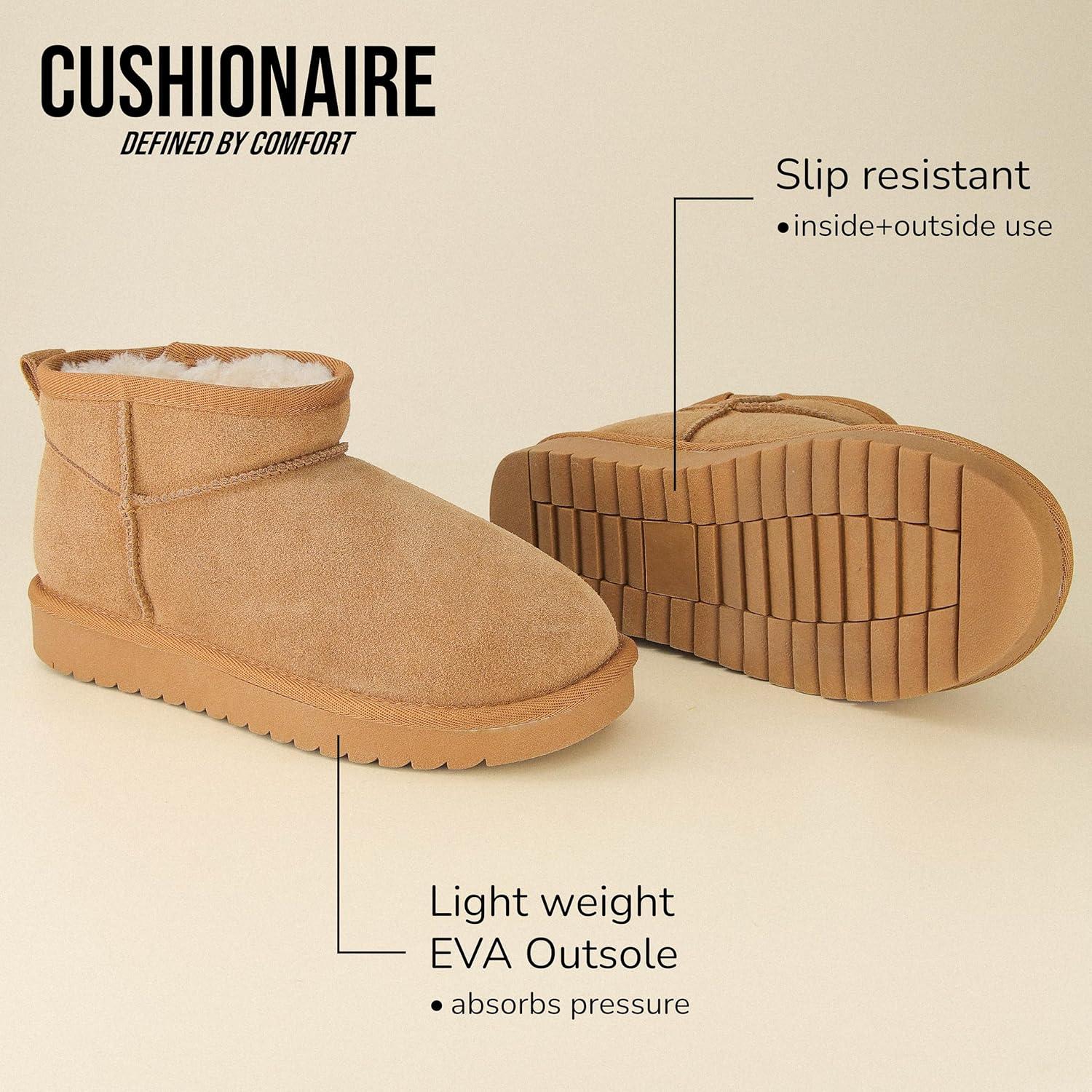 Botas de Nieve CUSHIONAIRE Hip 2 Mujer Ante Castaño