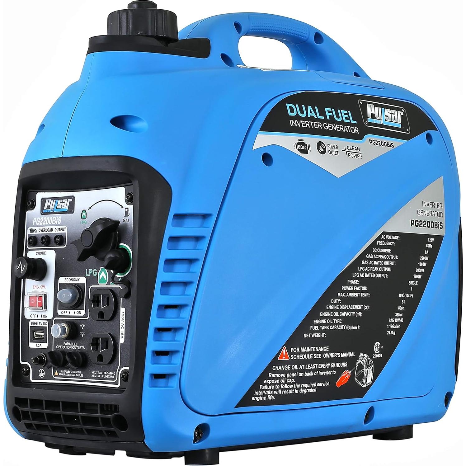 Generador Inversor Silencioso Pulsar PG2200BiS 2200W Doble Combustible