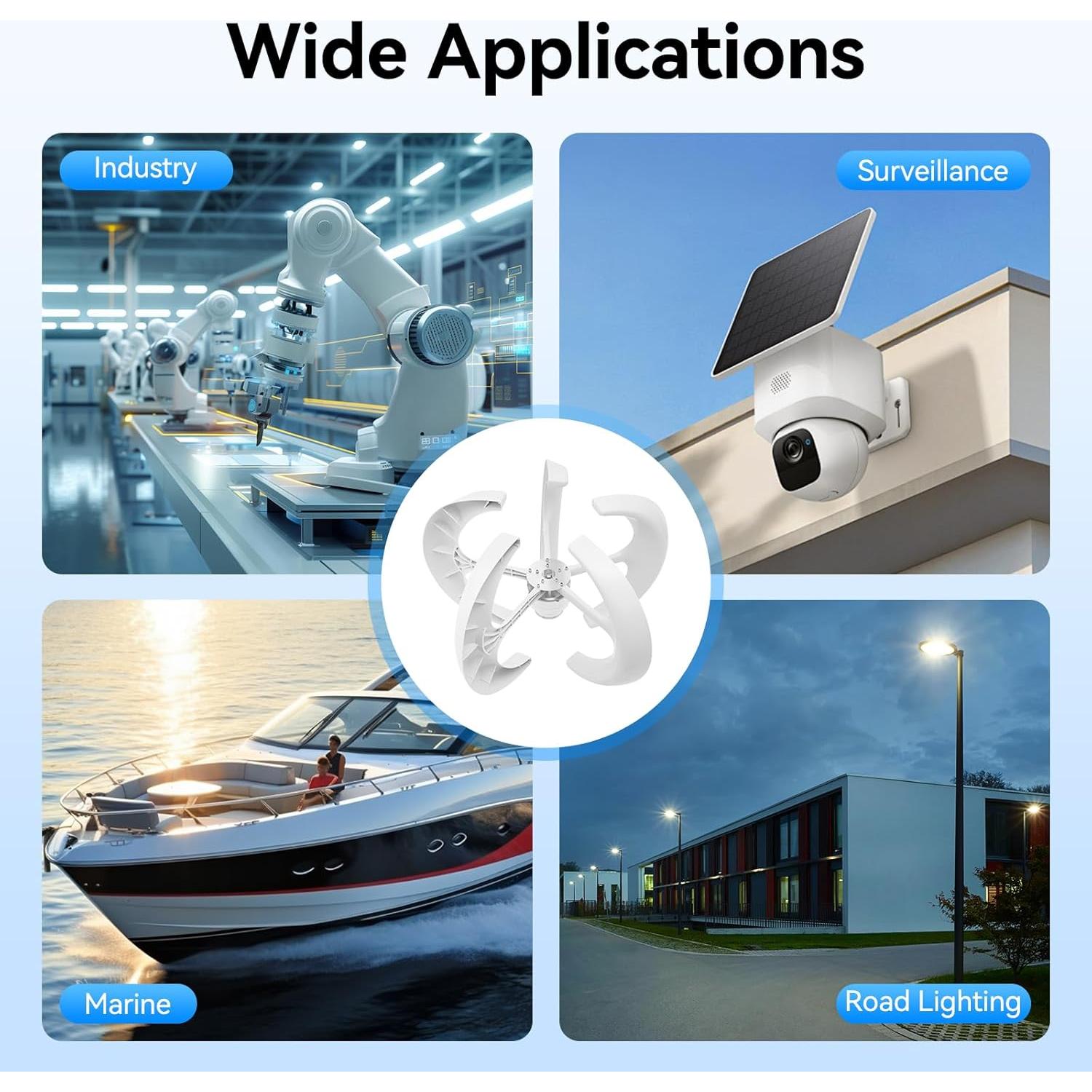 Generador Turbina Eólica 600W Roustory 5 Aspas IP67