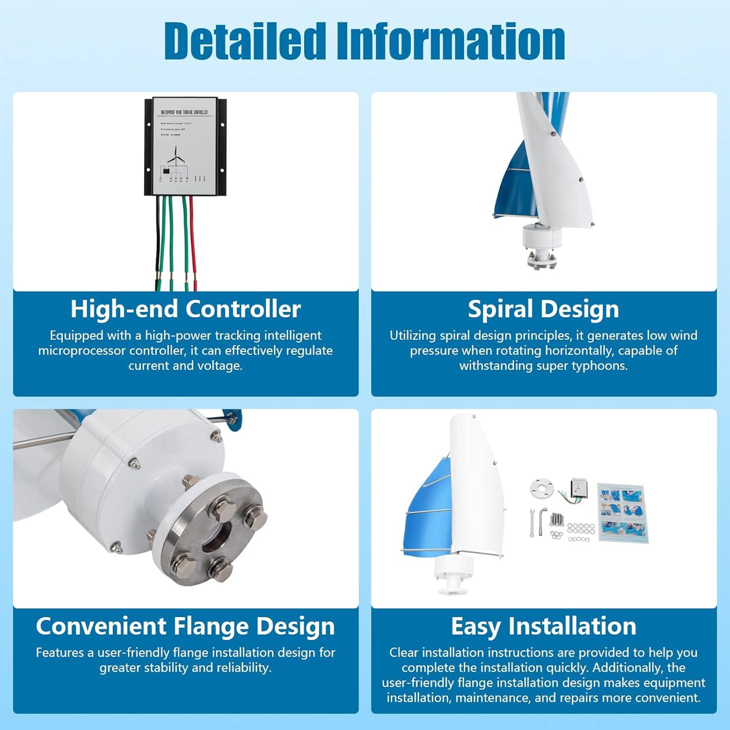 Turbina Eólica 100W 12V IOENC con Controlador Automático
