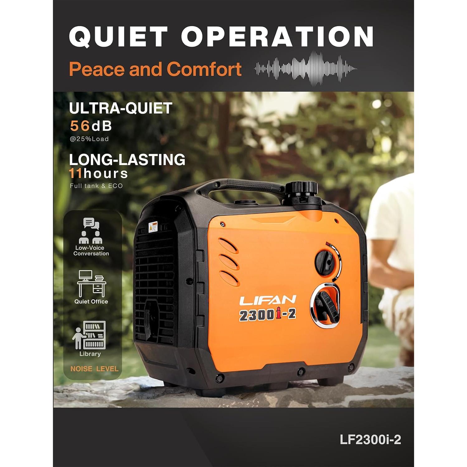 Generador Inversor Lifan 2300W Gasolina Silencioso Portátil