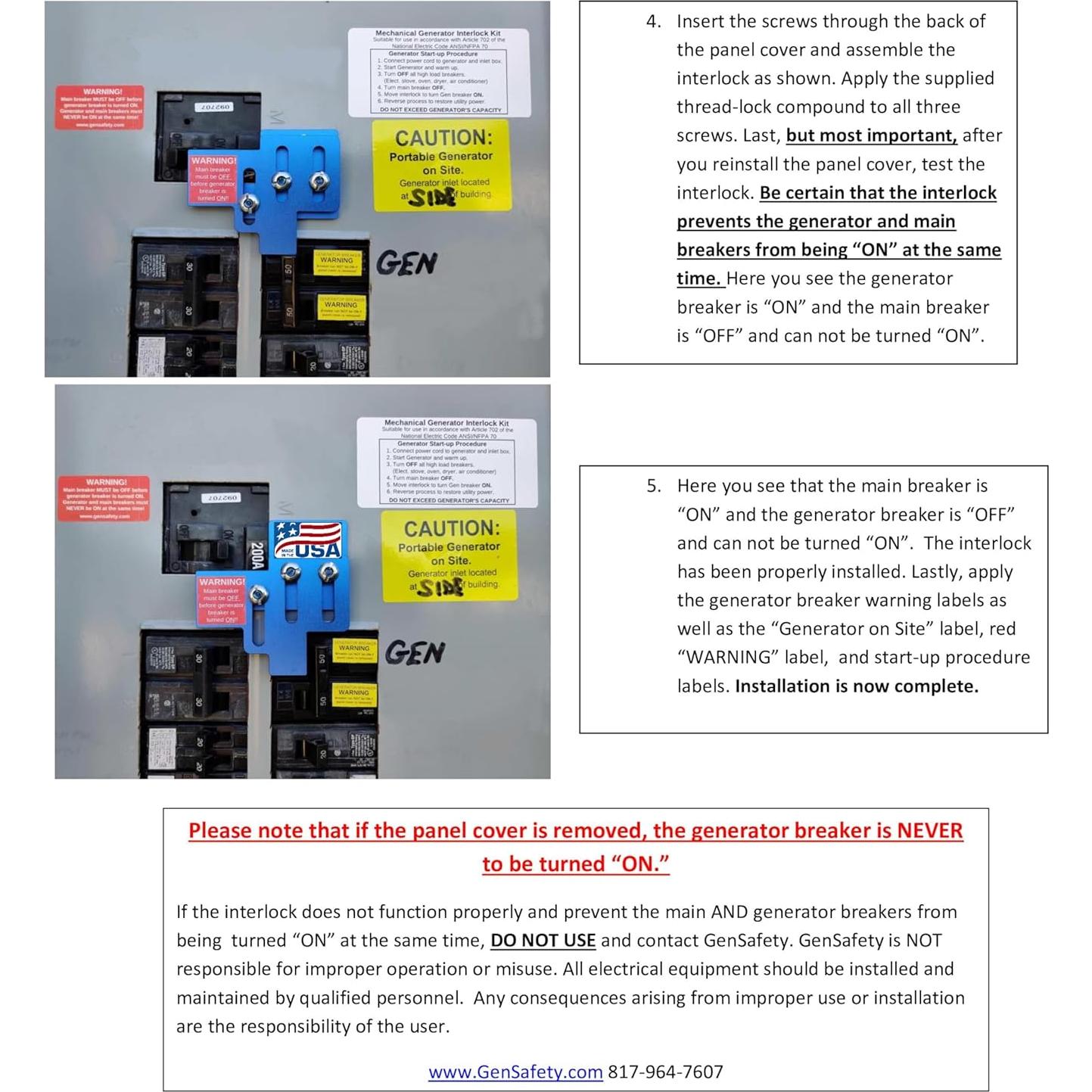 Kit de Interbloqueo GenSafety SM200 para Paneles Siemens y Murray 150A/200A