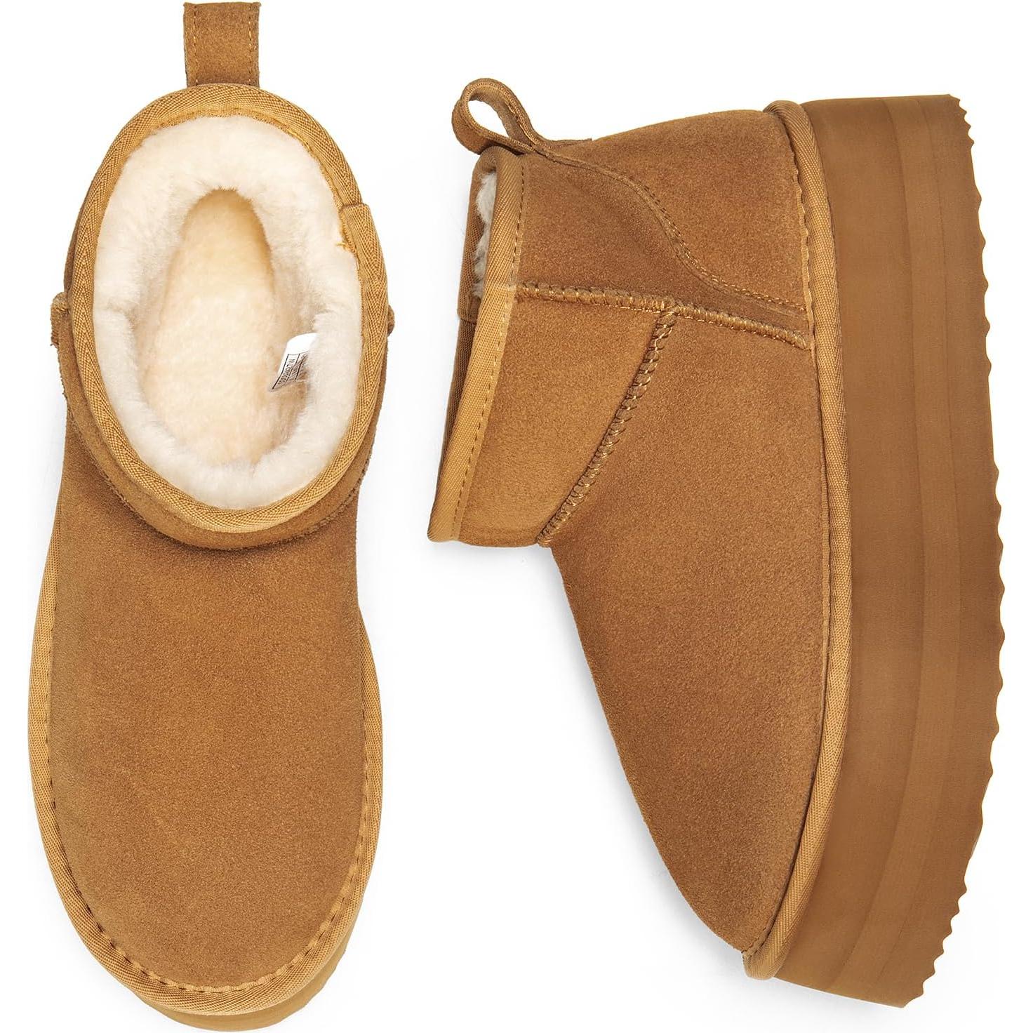 Botas de Nieve DREAM PAIRS Mini Plataforma Castaño 5cm