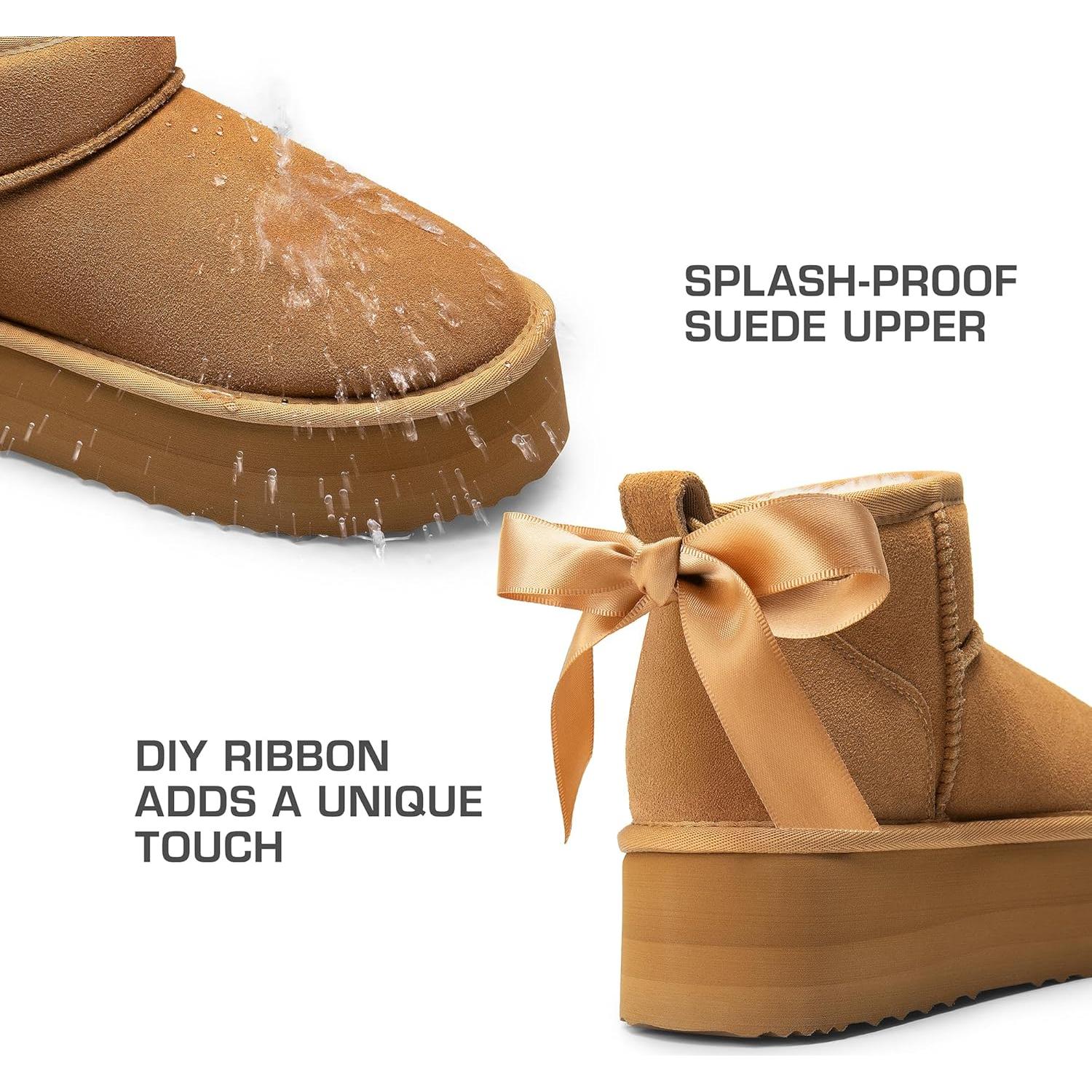 Botas de Nieve DREAM PAIRS Mini Plataforma Castaño 5cm