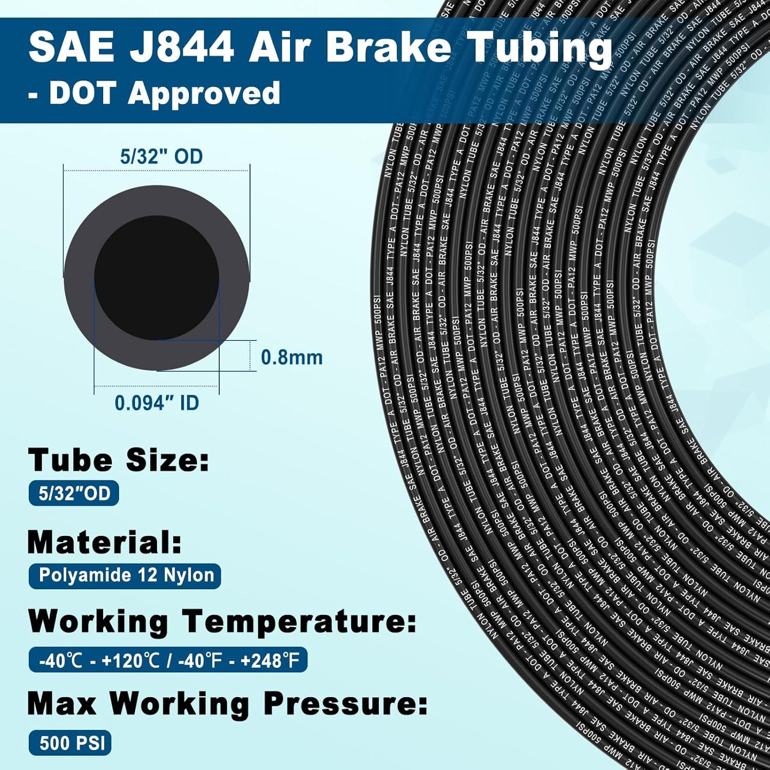 Manguera de Aire Boeray 5/32" OD Nylon 11m Aprobada DOT