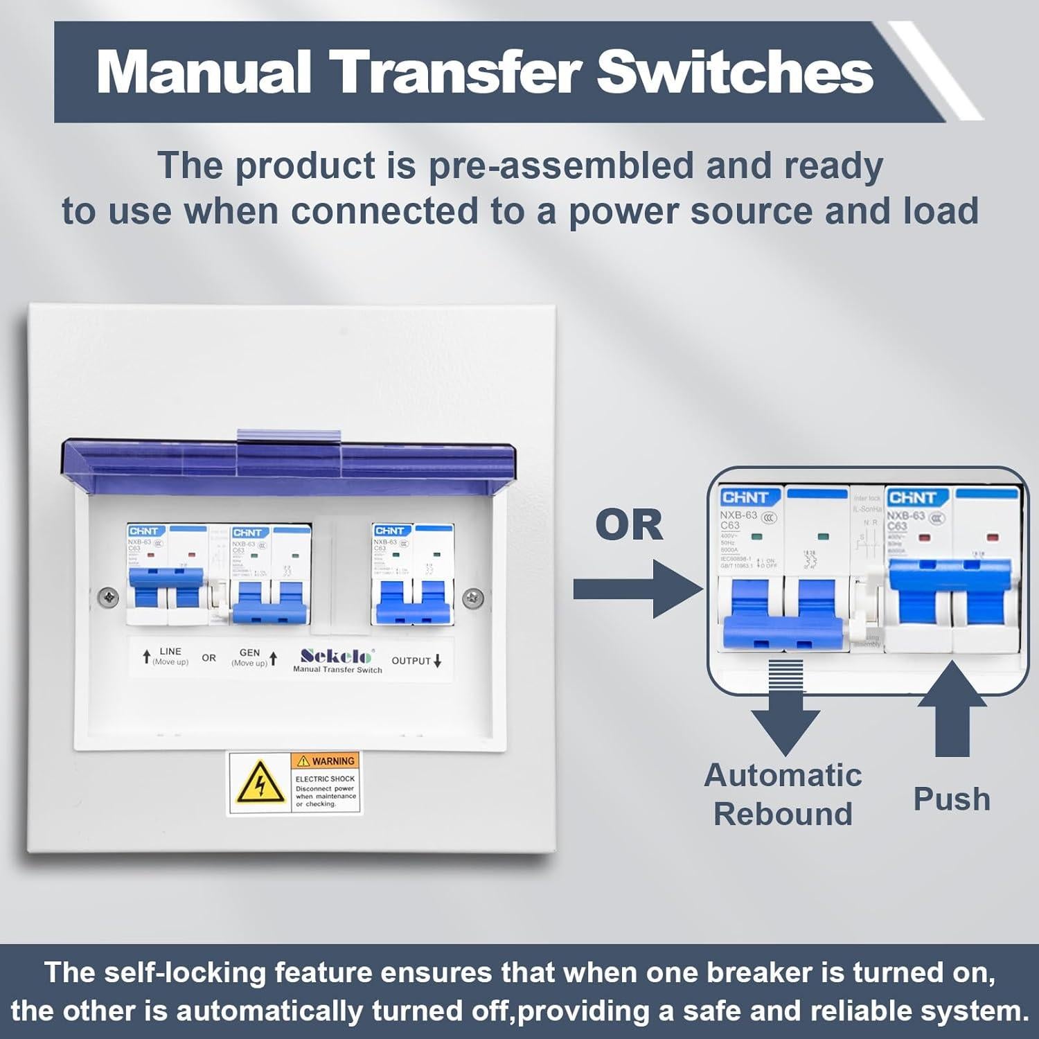 Interruptor de Transferencia Manual Sekelo 63A 120/240V