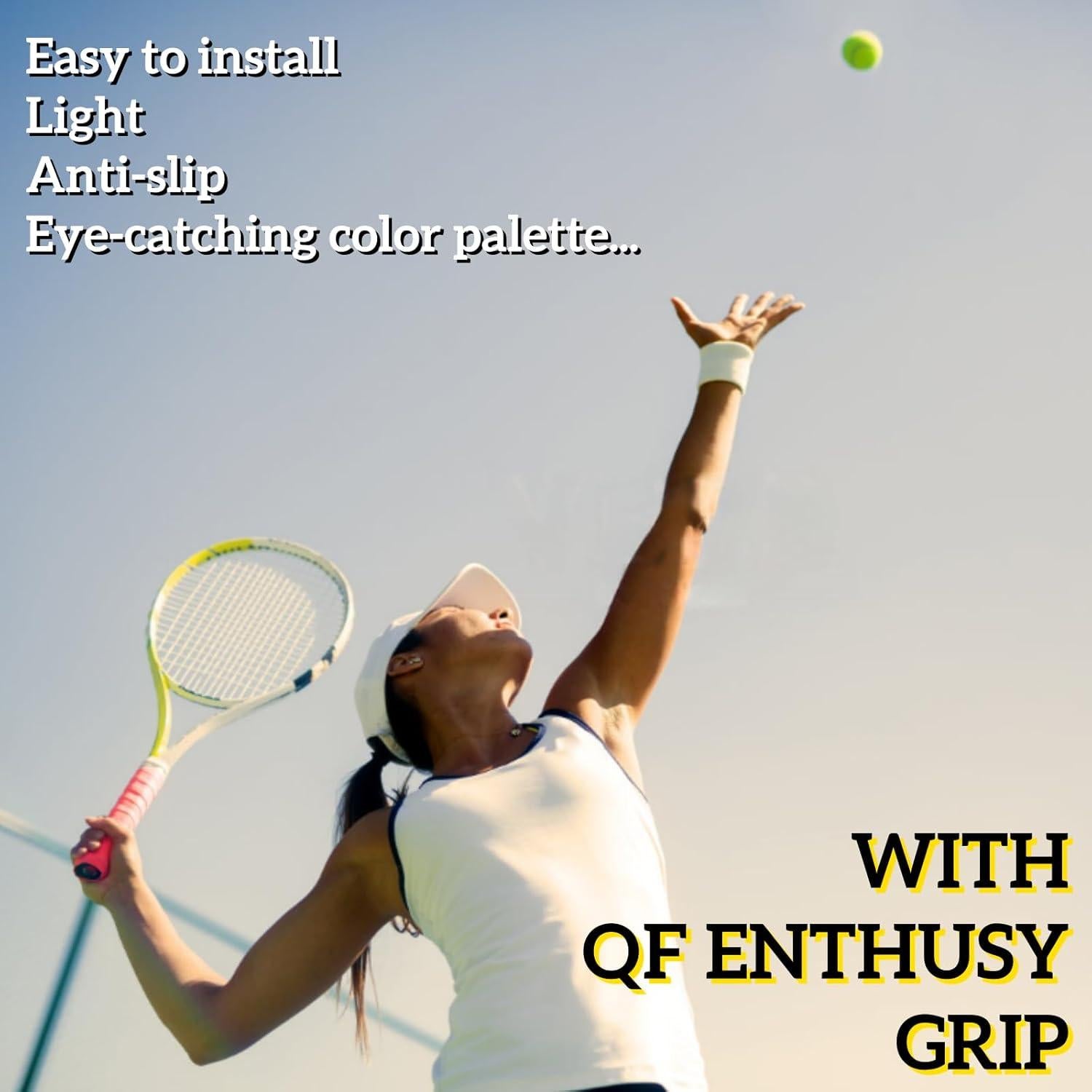 Empuñaduras de Tenis y Bádminton QF ENTHUSY - Paquete de 3 Rosa