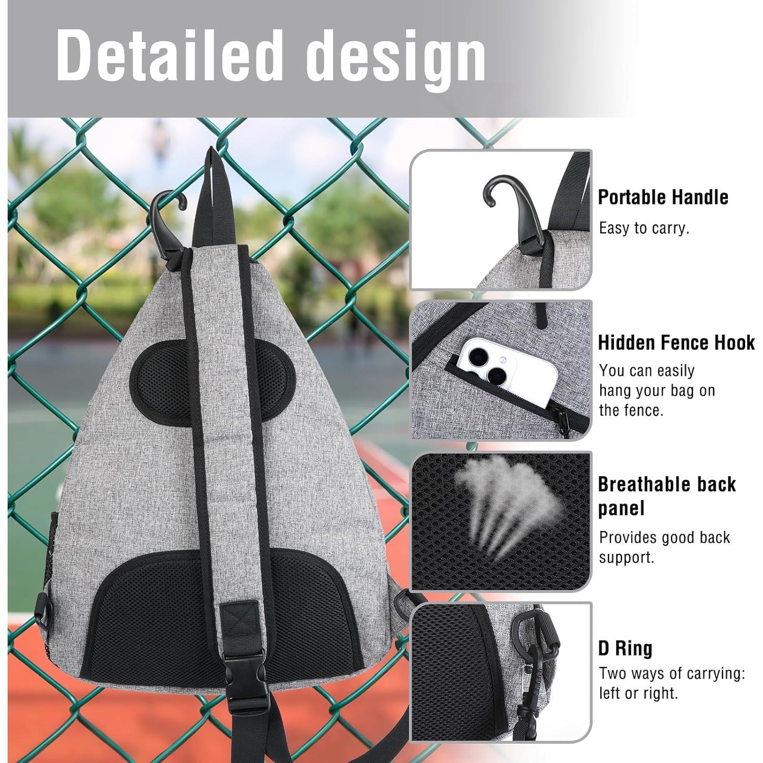 Bolsa de Pickleball MOSISO Unisex 46x36x22cm con 5 Bolsillos