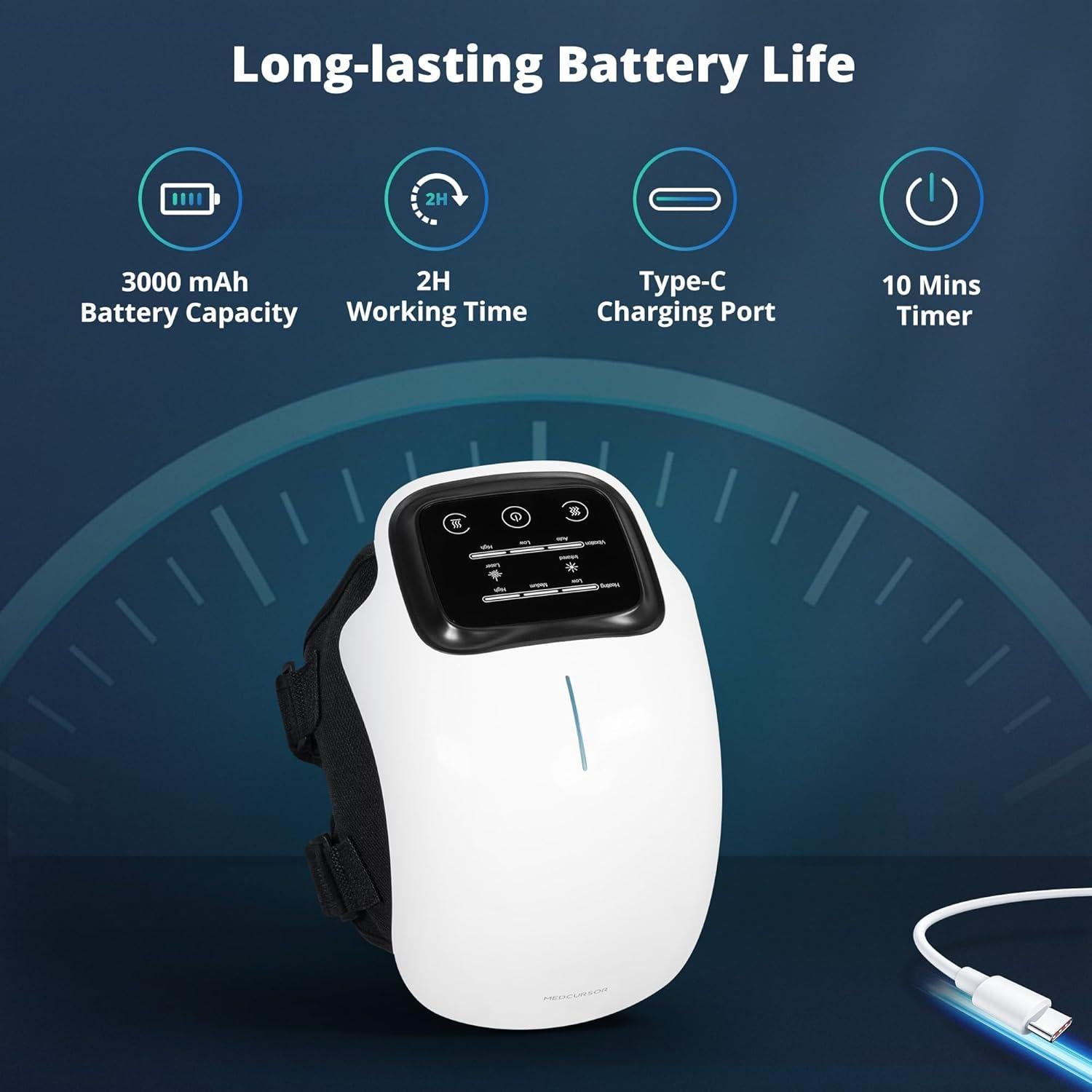 Masajeador de Rodilla Medcursor Inalámbrico con Calor 3 Niveles