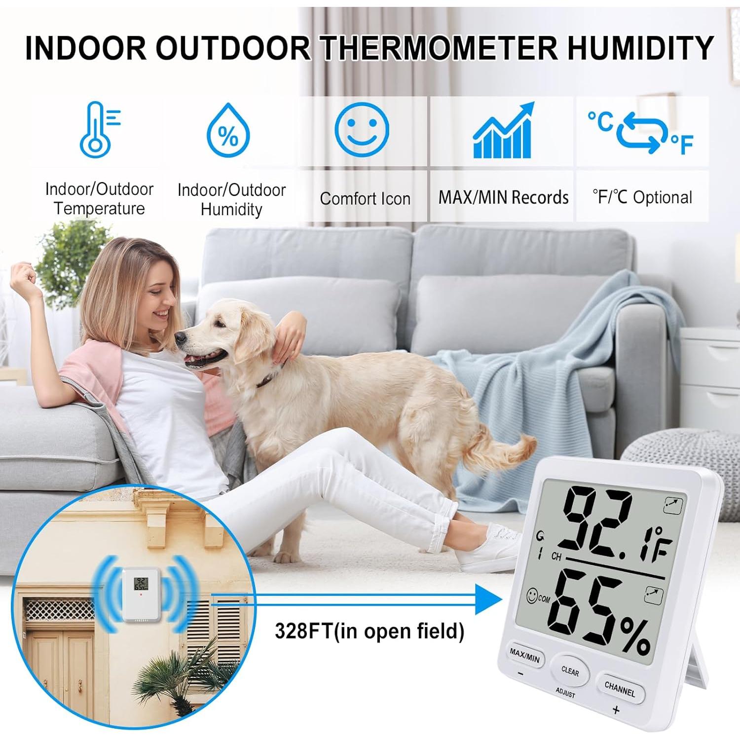 Termómetro Higrómetro Digital Inalámbrico Urageuxy 4.8"