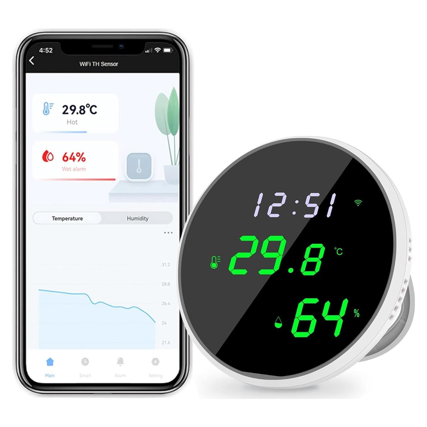 Termómetro Higrómetro WiFi Gaoducash con Pantalla LED 3.2"