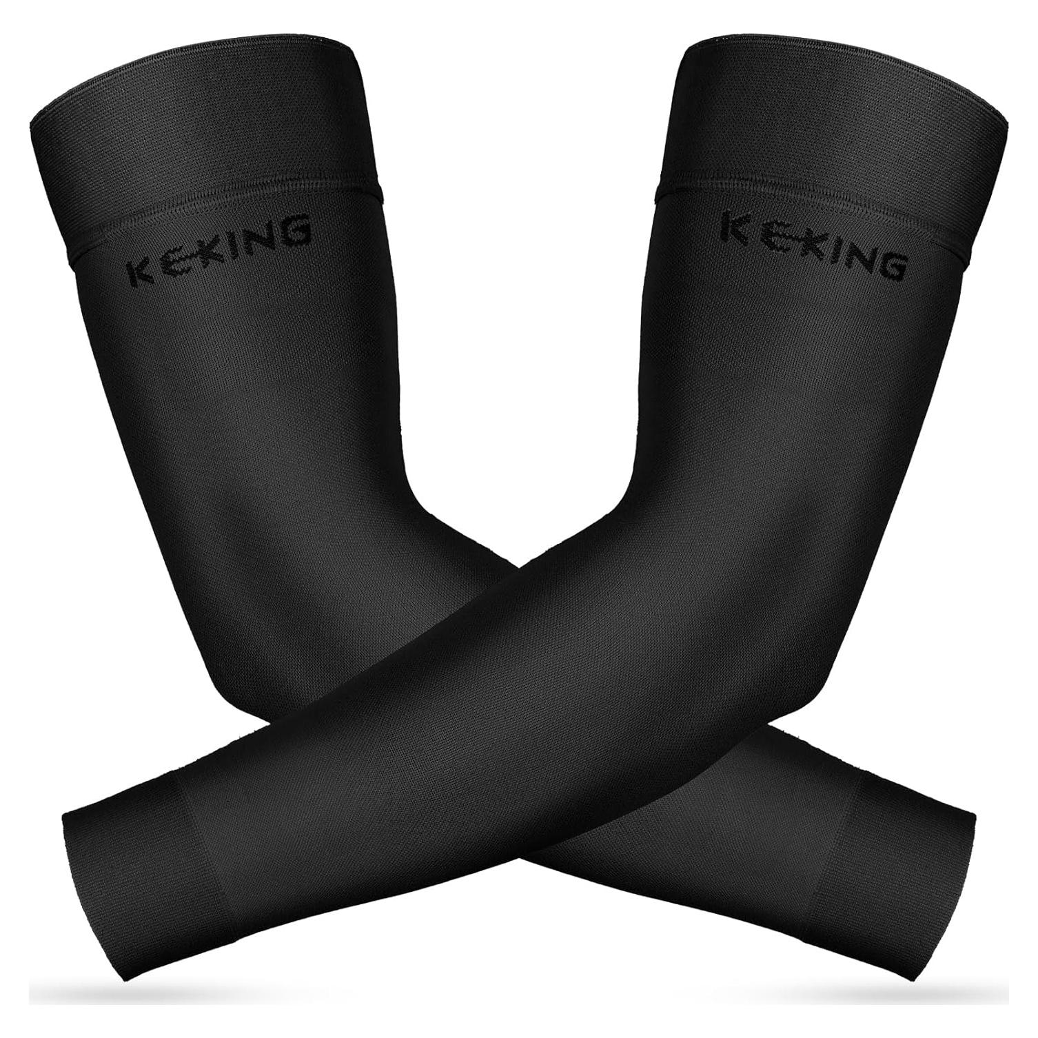 Mangas de Compresión KEKING para Brazo Unisex 15-20 mmHg Negro
