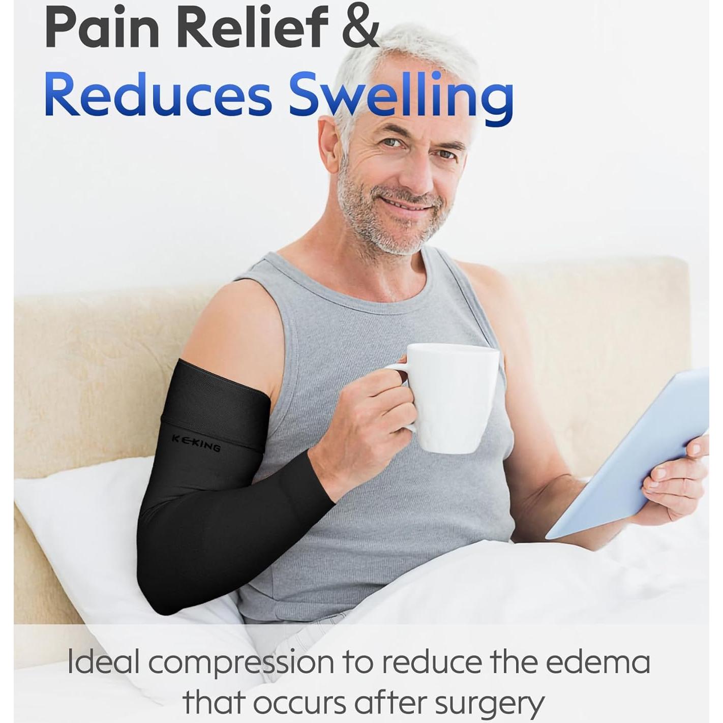 Mangas de Compresión KEKING para Brazo Unisex 15-20 mmHg Negro