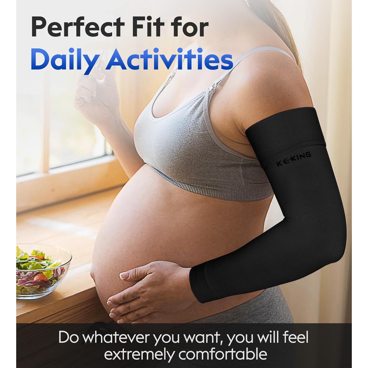 Mangas de Compresión KEKING para Brazo Unisex 15-20 mmHg Negro