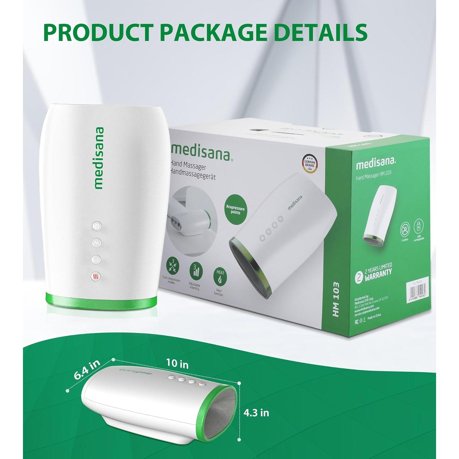 Masajeador de Manos Eléctrico Medisana HM 103 con Calor y Compresión