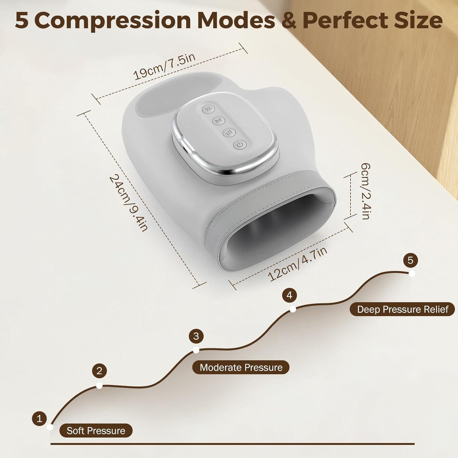 Masajeador de Manos VARIPOWDER con Calor y Compresión 2000mAh