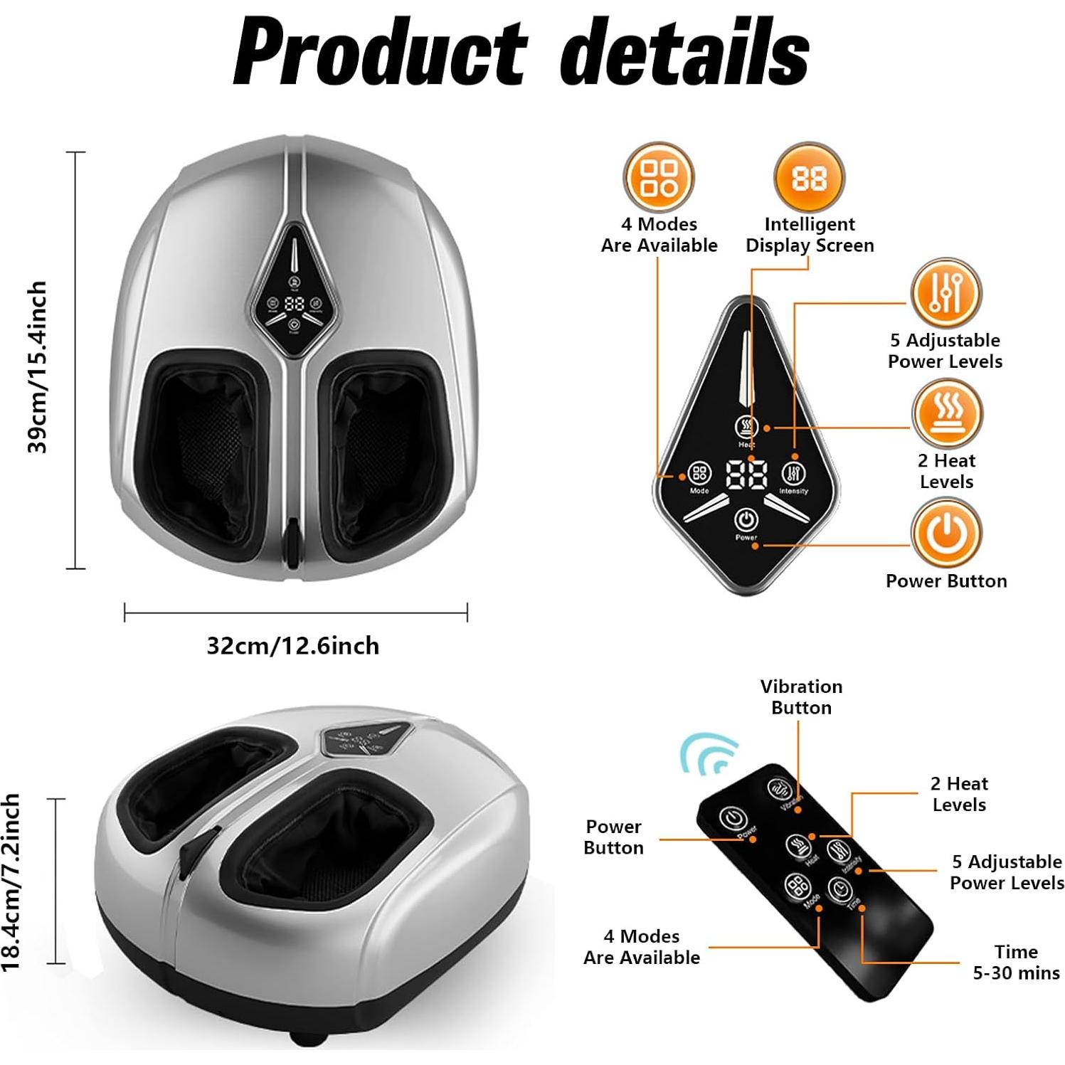 Masajeador de pies Shiatsu Wtruoy con calor y vibración, 5 intensidades