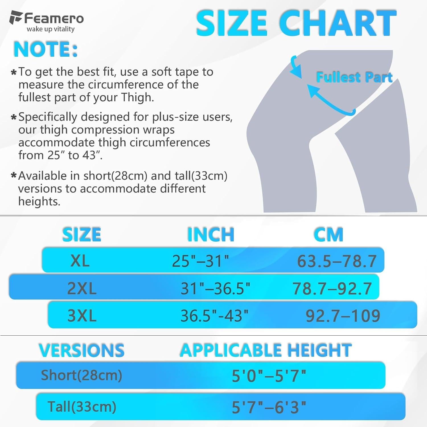 Faja de Compresión para Muslos XL Feamero - Alivio Hinchazón