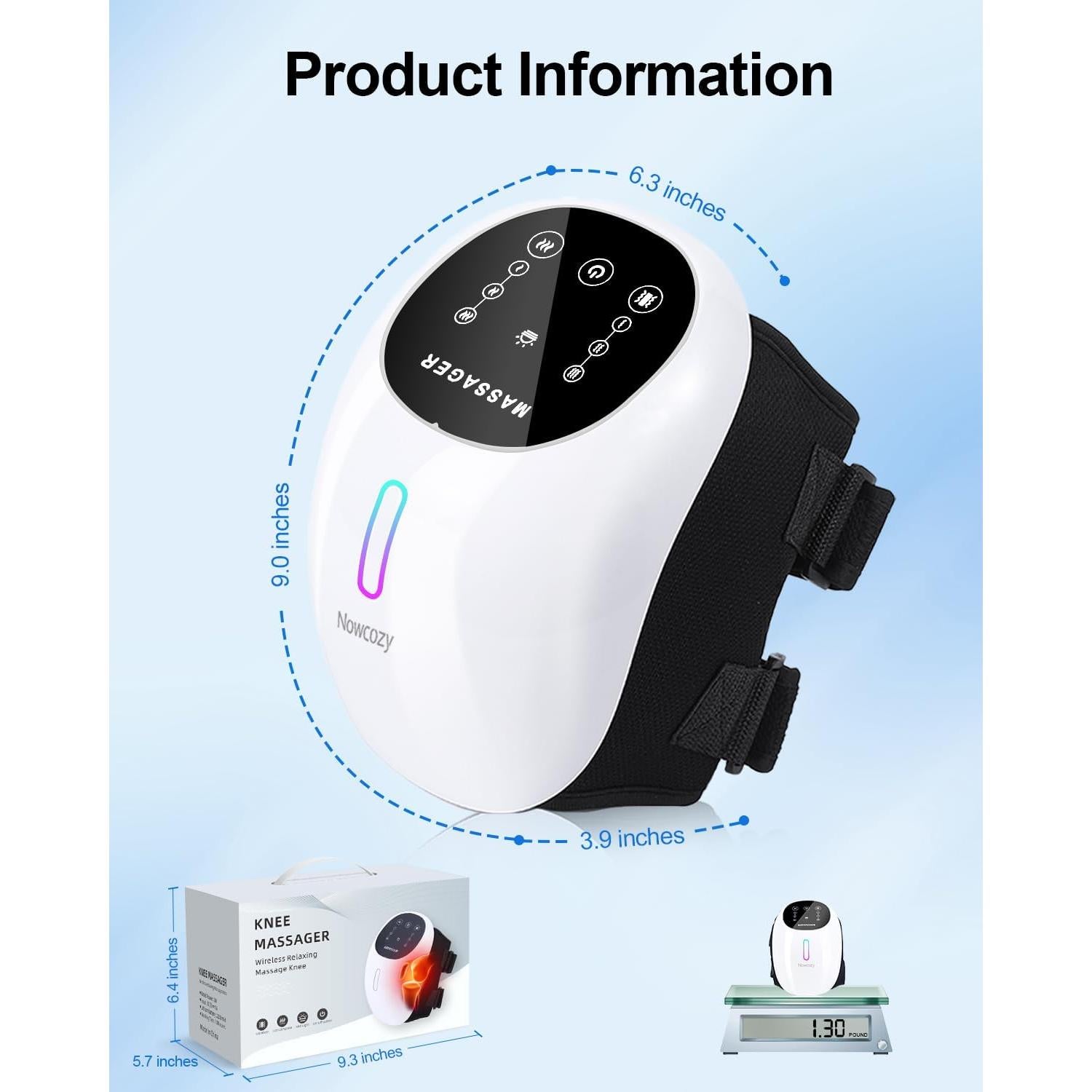 Masajeador de Rodilla Inalámbrico Nowcozy KM-711 con Calor y Hielo