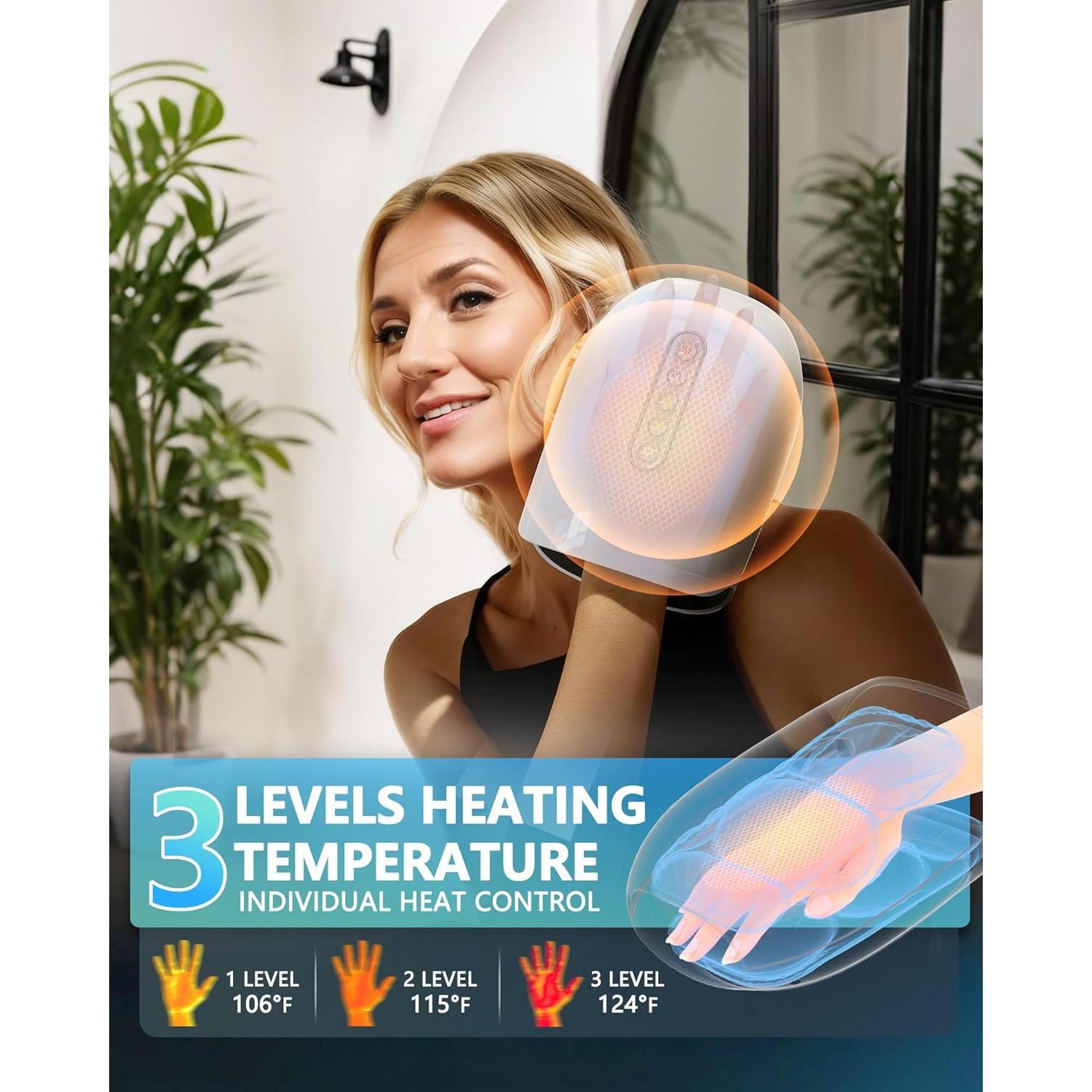 Masajeador de Mano HANMAX con Calor y Compresión - Portátil